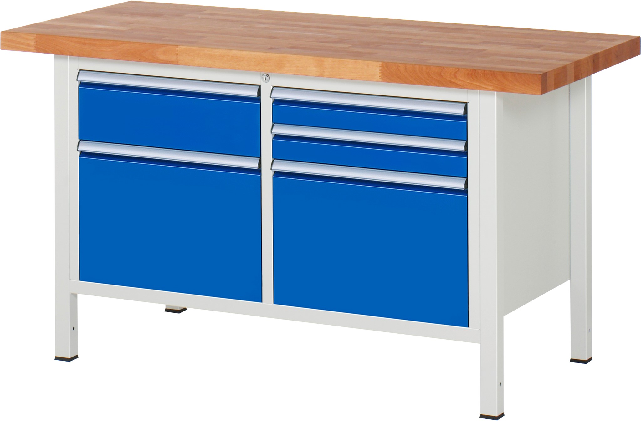 Werkbank Modell 8472, B 1500xT 700xH 840-1040mm, Buche-Massiv-Platte 40mm