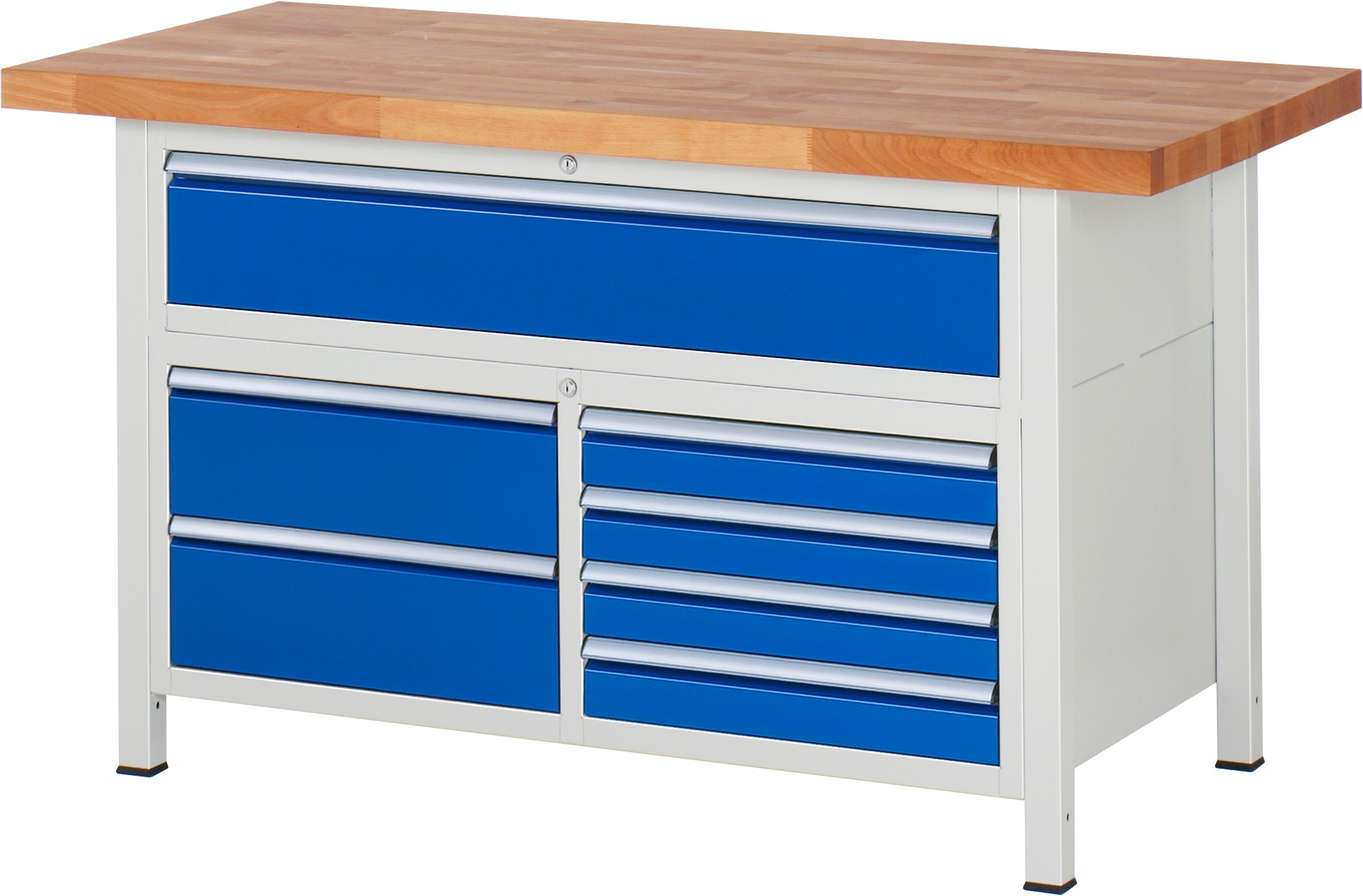 Werkbank Modell 8921, B 1500xT 700xH 840-1040mm, Buche-Massiv-Platte 40mm