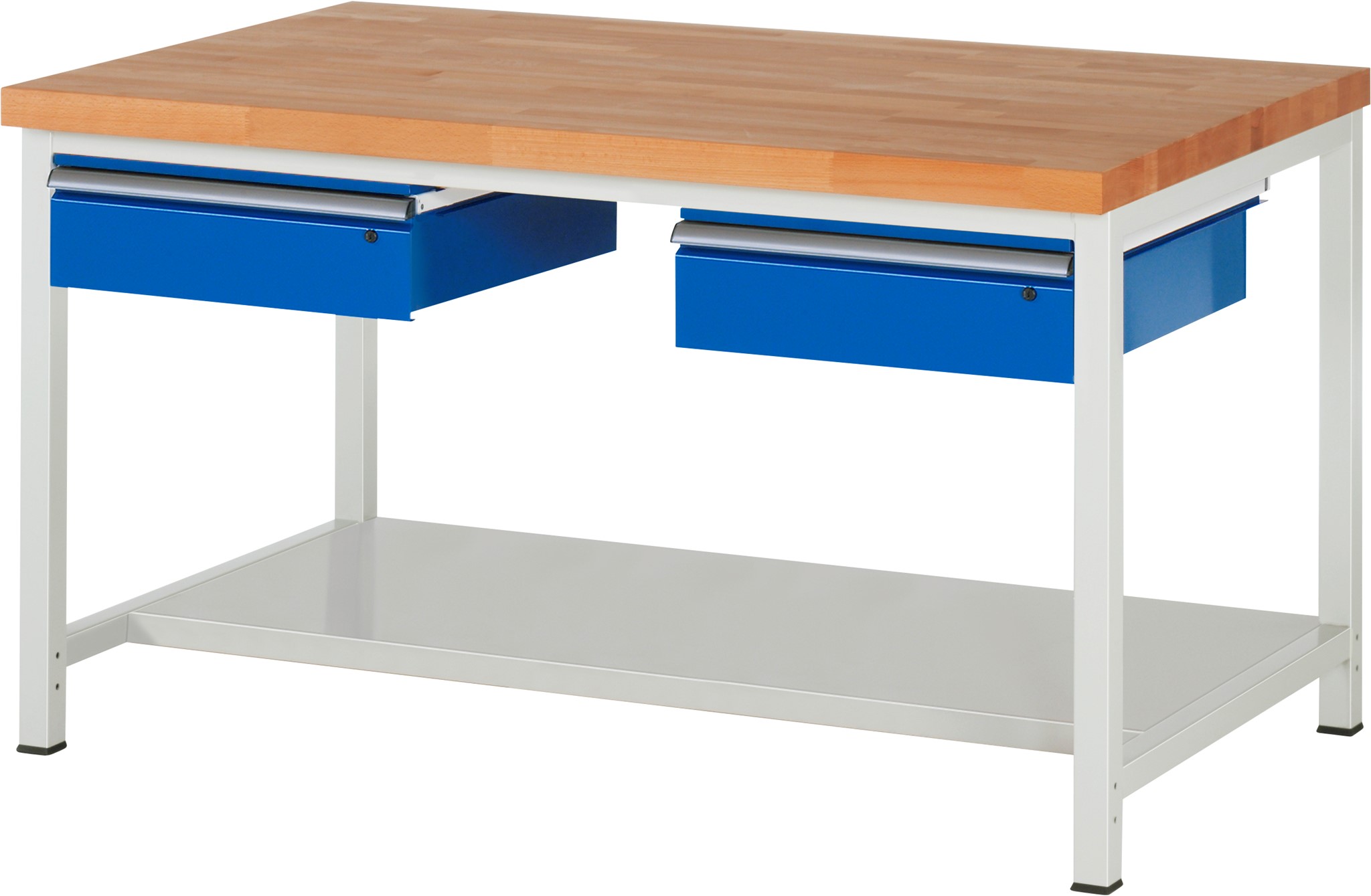 Werkbank fixe Höhe, B 1500xT 900xH 840mm, Buche-Massiv-Platte 40mm