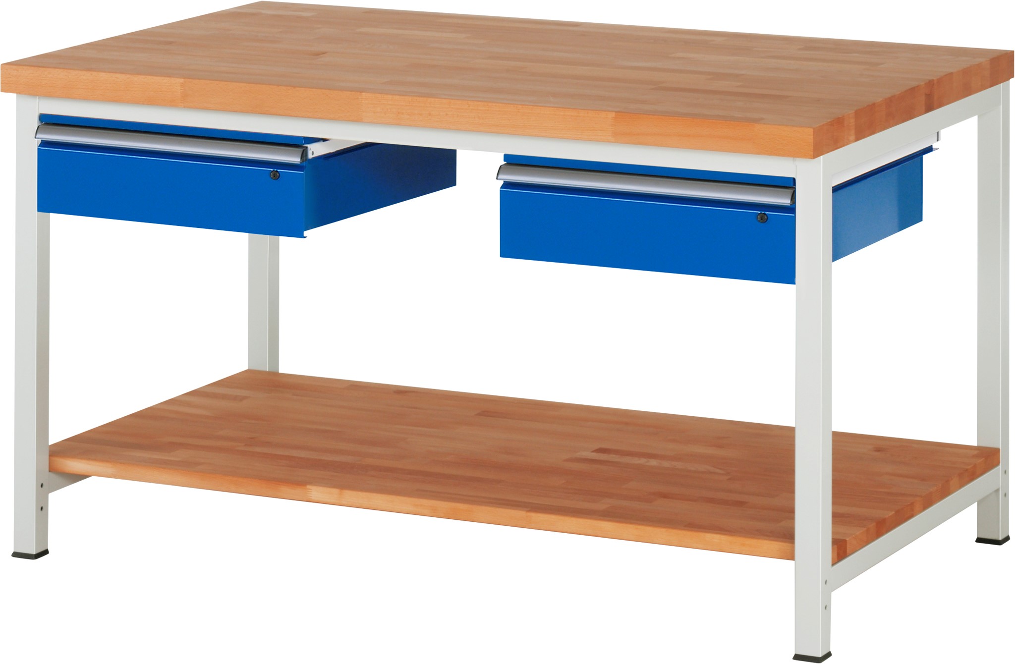 Werkbank fixe Höhe, B 1500xT 900xH 840mm, Buche-Massiv-Platte 40mm