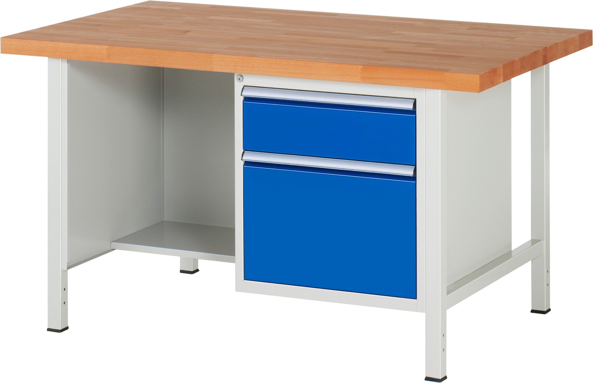 Werkbank Modell 8451, B 1500xT 900xH 840mm, Buche-Massiv-Platte 40mm