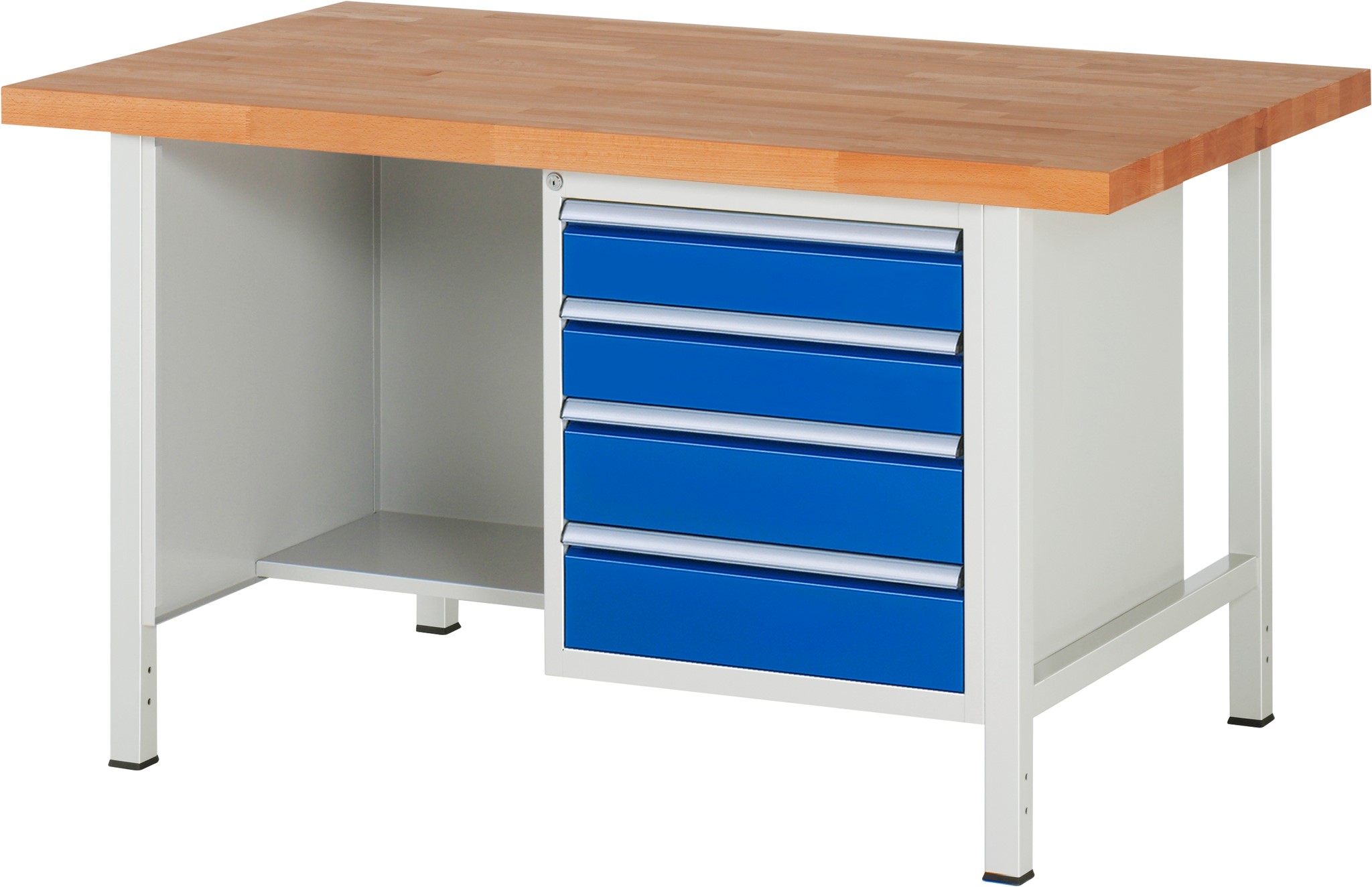 Werkbank Modell 8453, B 1500xT 900xH 840mm, Buche-Massiv-Platte 40mm