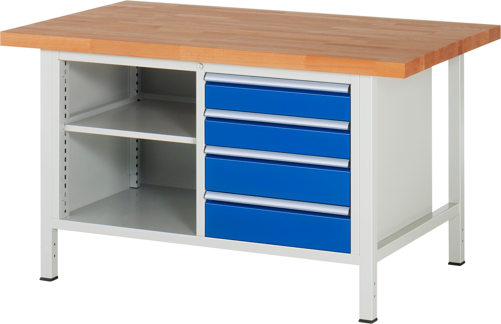 Werkbank Modell 8464, B 1500xT 900xH 840mm, Buche-Massiv-Platte 40mm