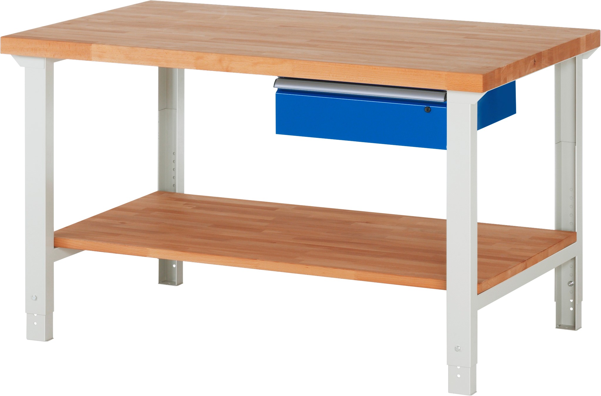 Werkbank Modell 7000, B 1500 x T 900 x H 790-1140 mm, Buche-Massiv-Platte 40 mm