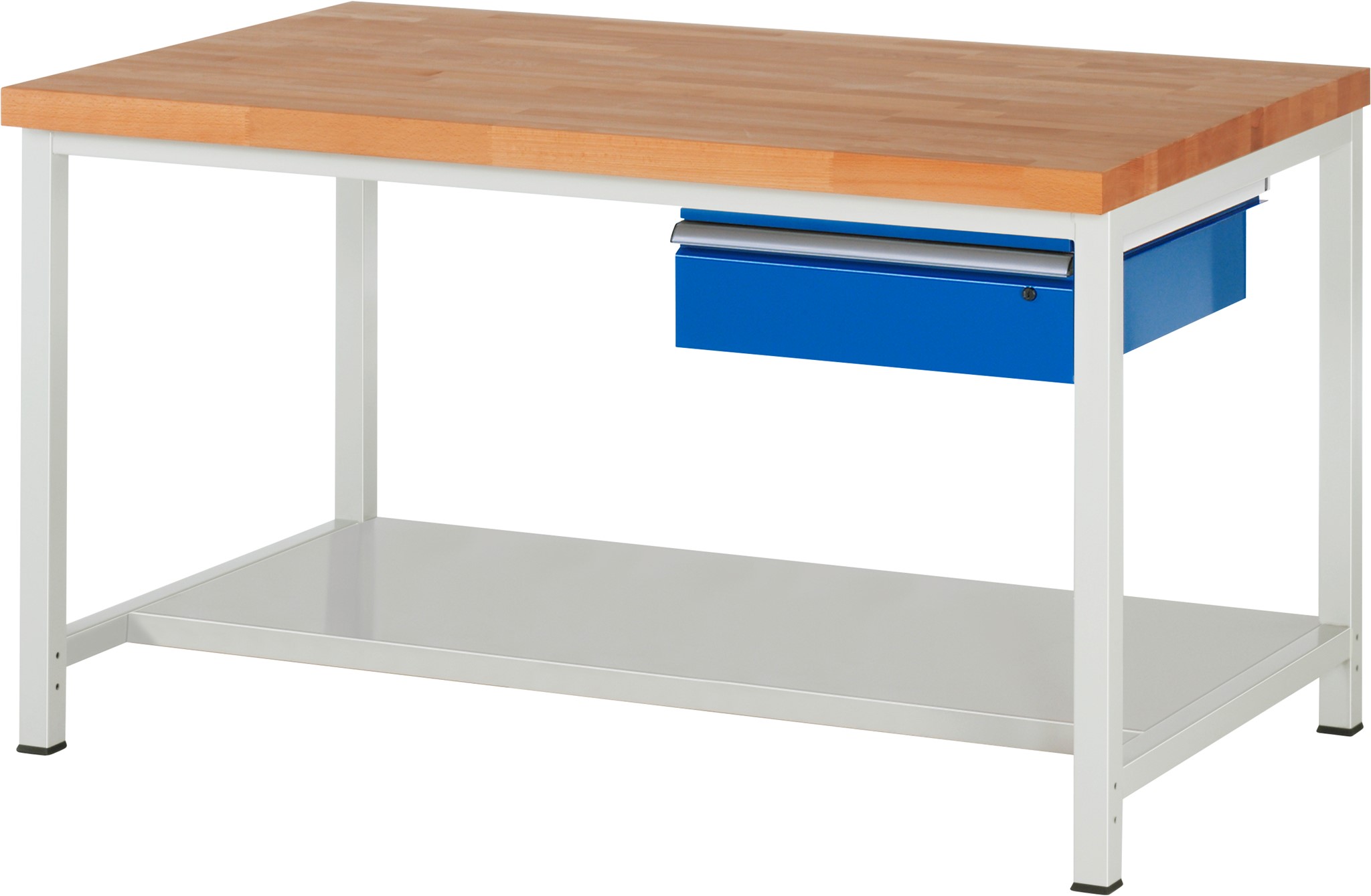 Werkbank verstellbare Höhe, B 1500xT 900xH 840-1040mm, Buche-Massiv-Platte 40mm