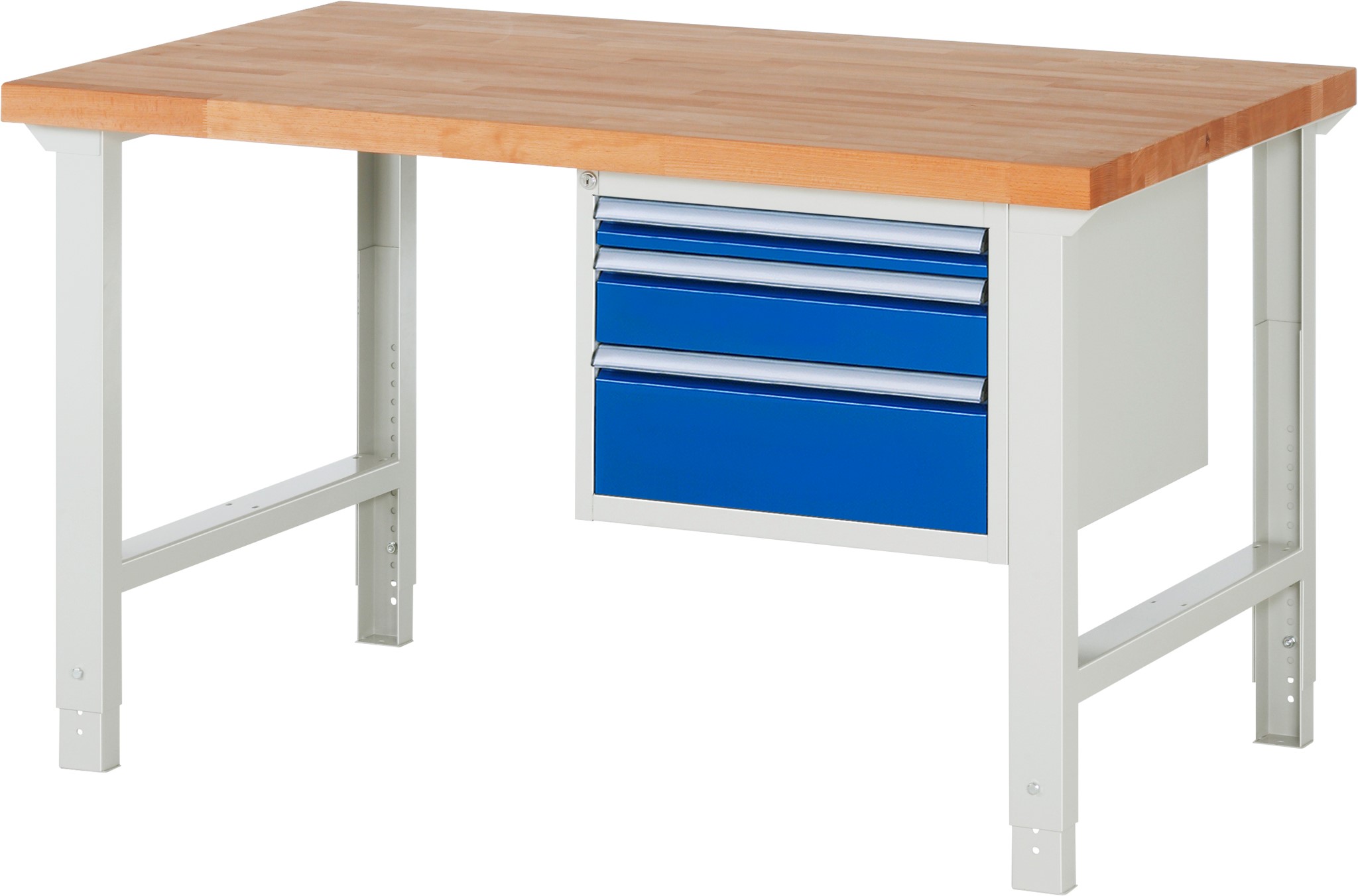 Werkbank Modell 7000, B 1500 x T 900 x H 790-1140 mm, Buche-Massiv-Platte 40 mm