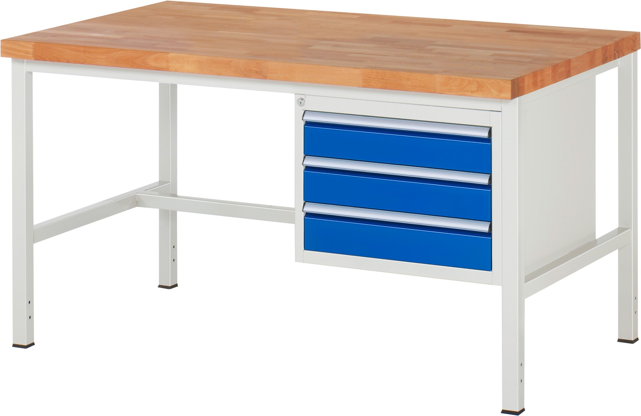 Werkbank Modell 8127, B 1500xT 900xH 840-1040mm, Buche-Massiv-Platte 40mm