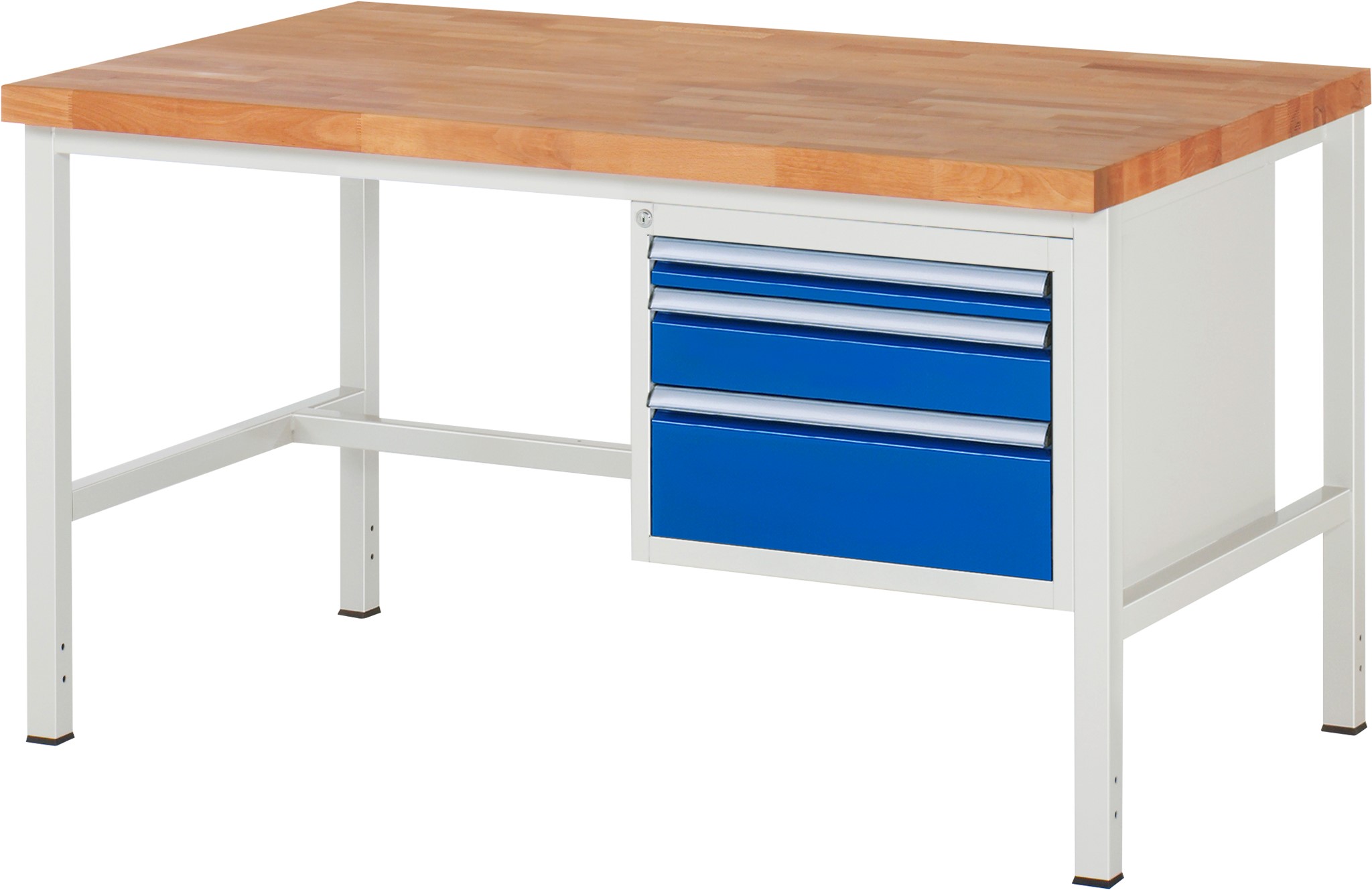 Werkbank Modell 8126, B 1500xT 900xH 840-1040mm, Buche-Massiv-Platte 40mm