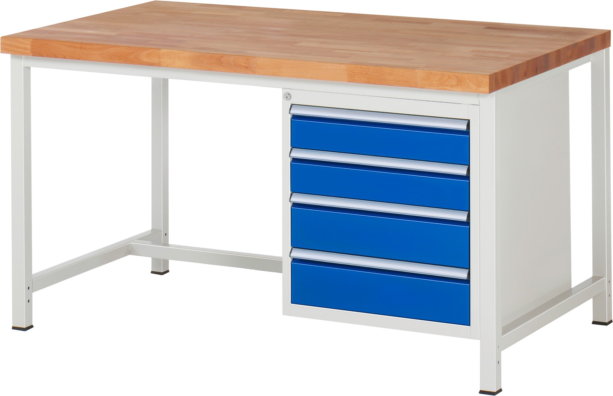 Werkbank Modell 8162, B 1500xT 900xH 840-1040mm, Buche-Massiv-Platte 40mm