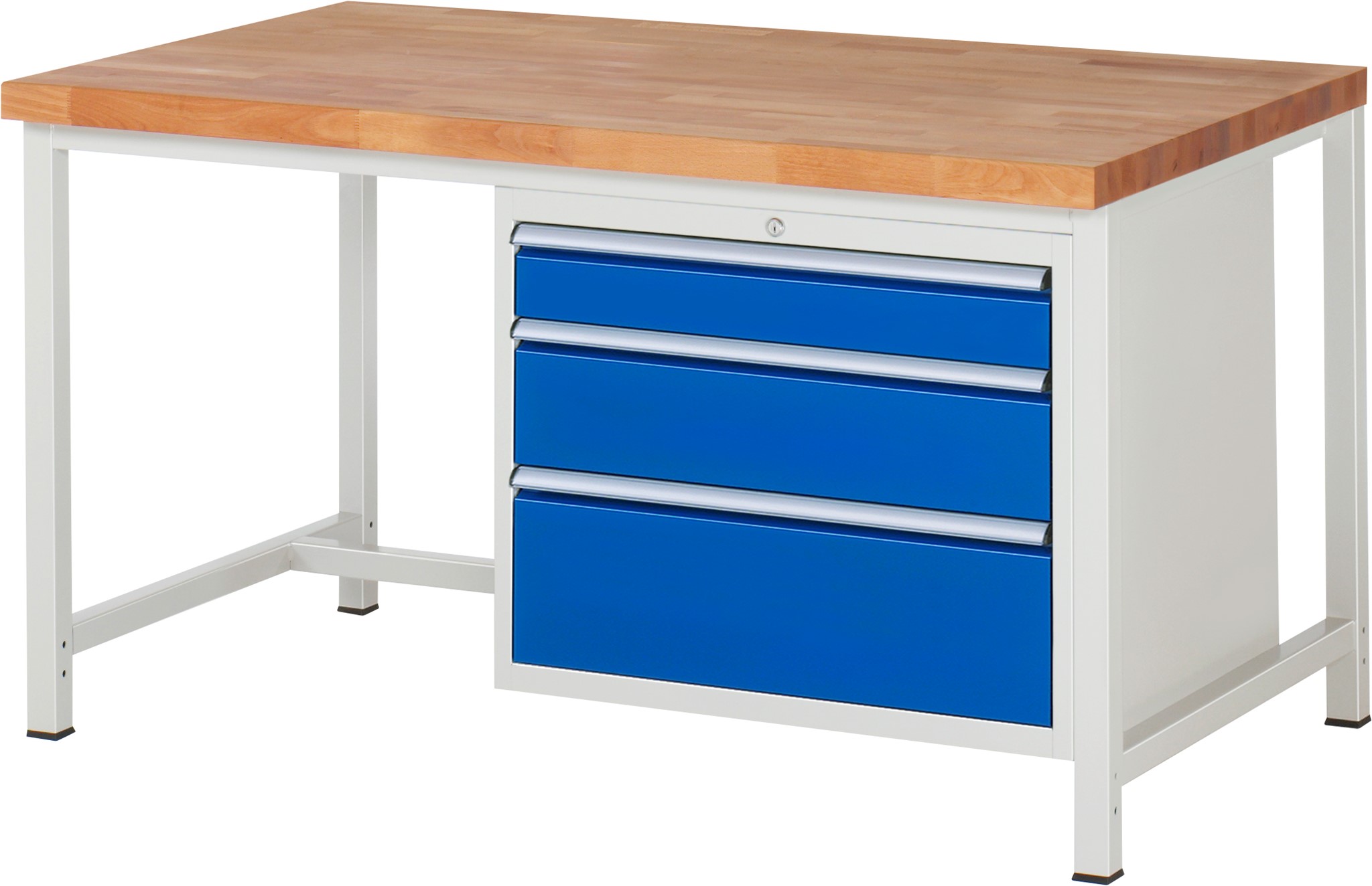 Werkbank Modell 8259, B 1500xT 900xH 840-1040mm, Buche-Massiv-Platte 40mm