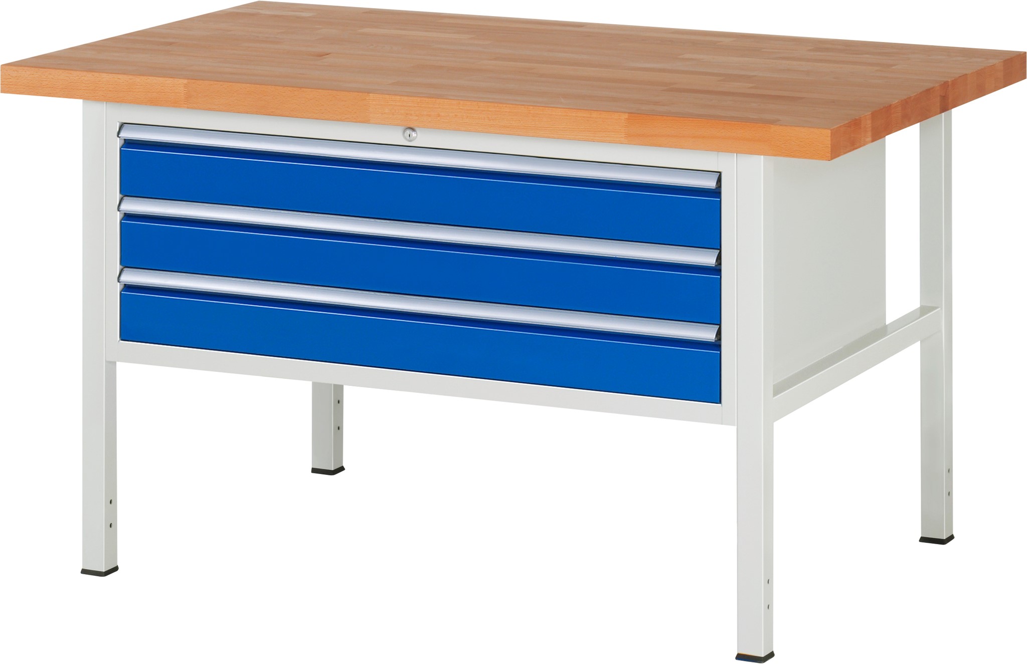 Werkbank Modell 8327, B 1500xT 900xH 840-1040mm, Buche-Massiv-Platte 40mm