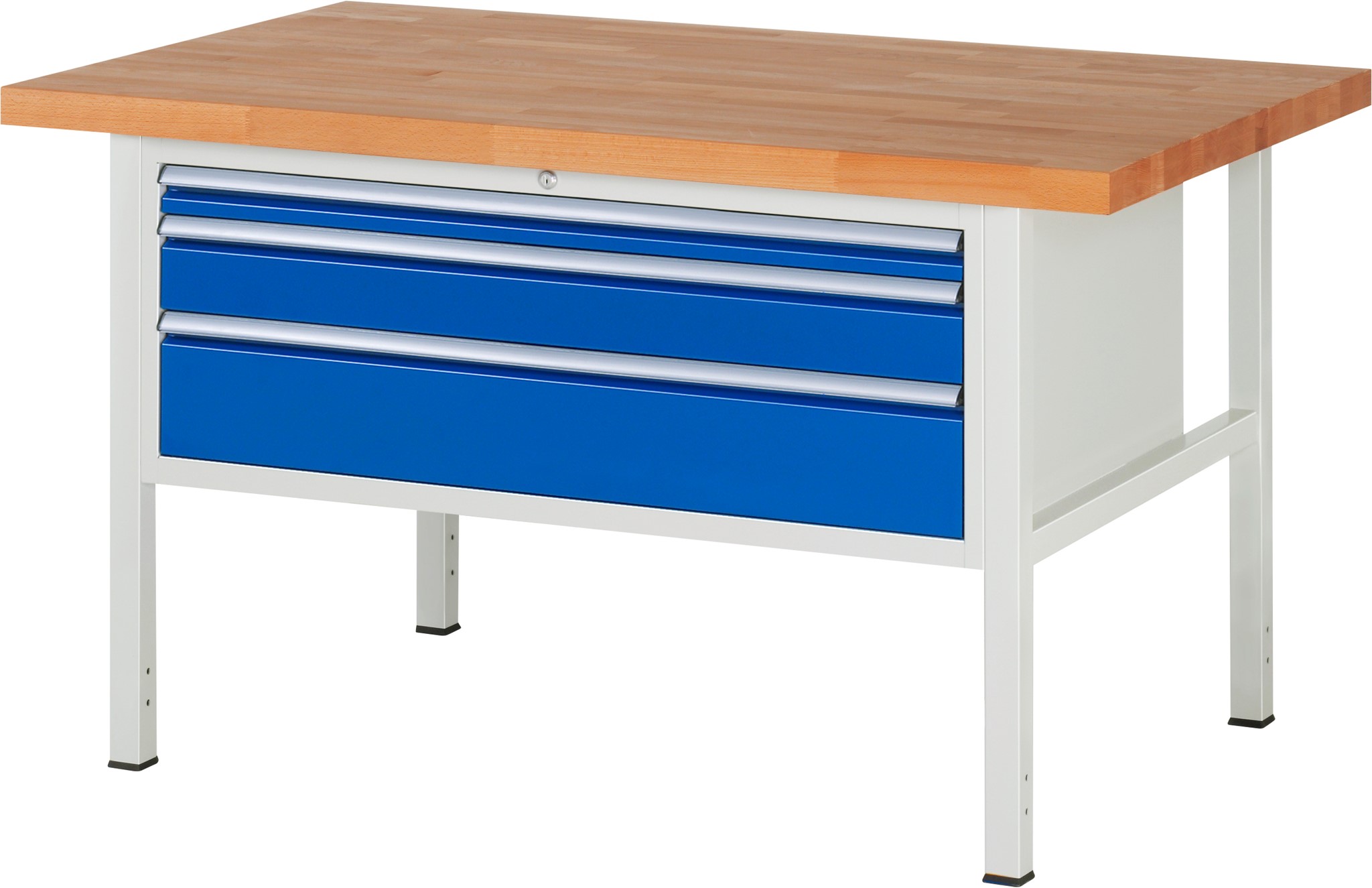 Werkbank Modell 8326, B 1500xT 900xH 840-1040mm, Buche-Massiv-Platte 40mm