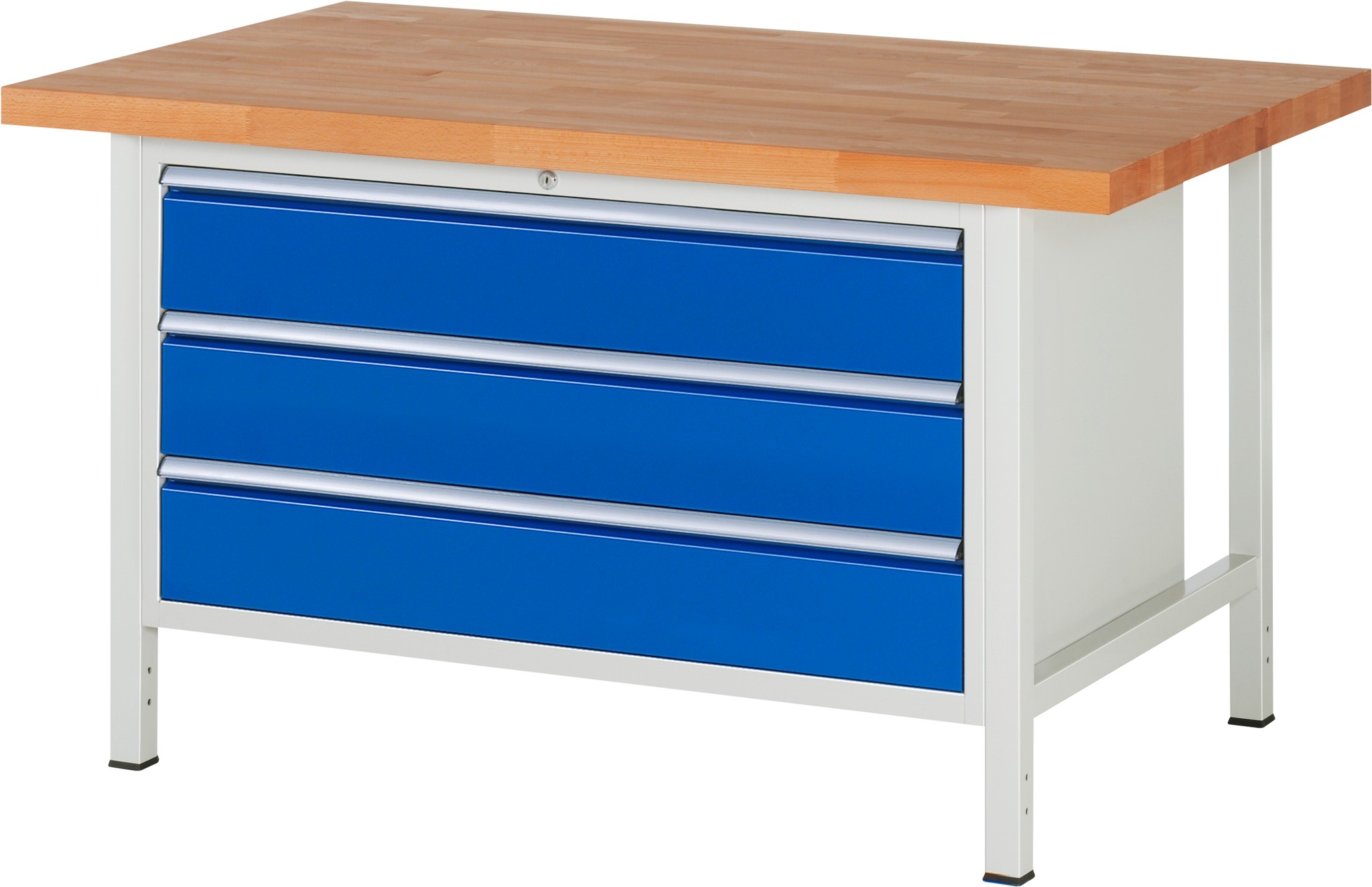 Werkbank Modell 8357, B 1500xT 900xH 840-1040mm, Buche-Massiv-Platte 40mm