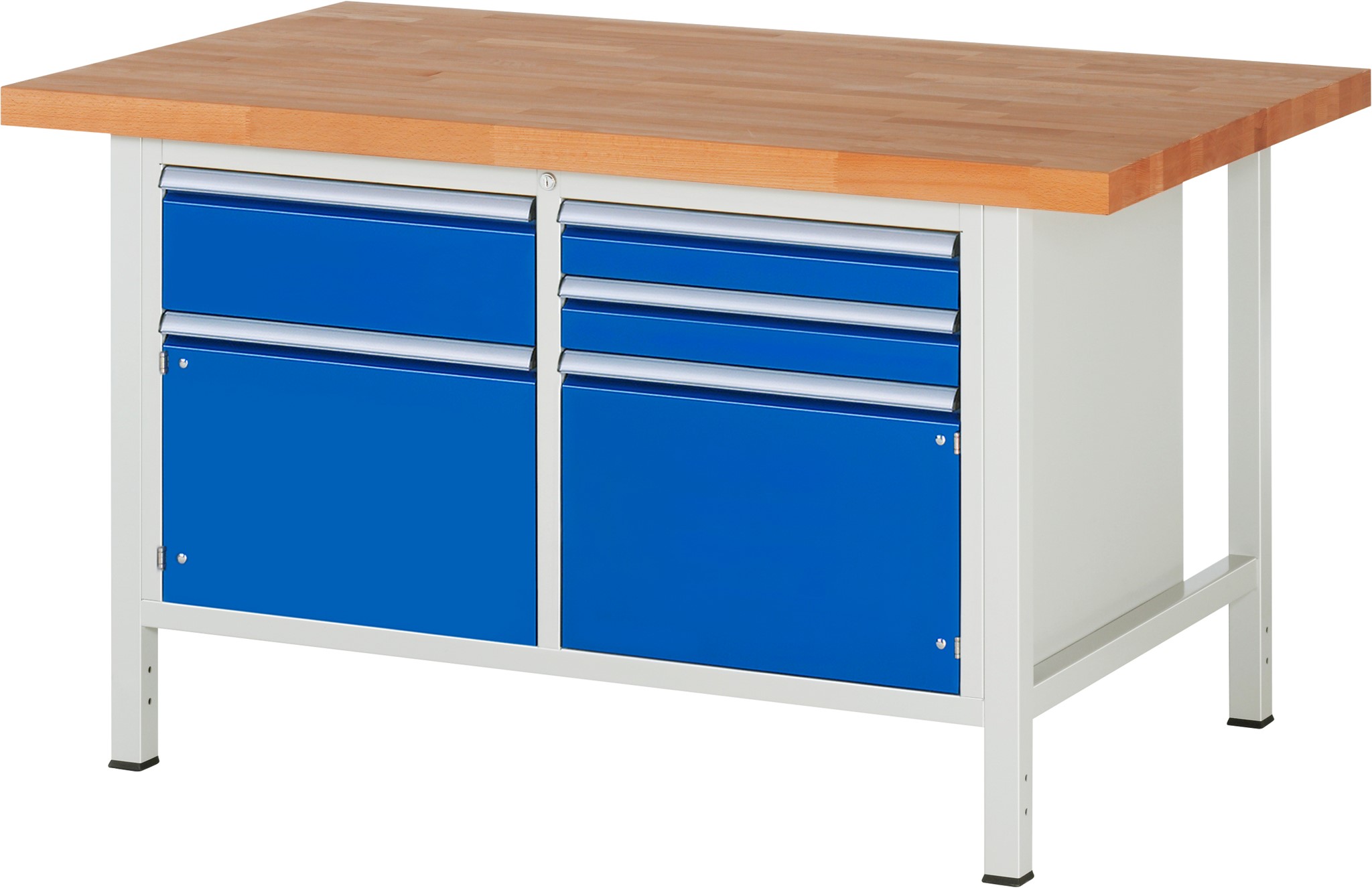 Werkbank Modell 8467, B 1500xT 900xH 840-1040mm, Buche-Massiv-Platte 40mm