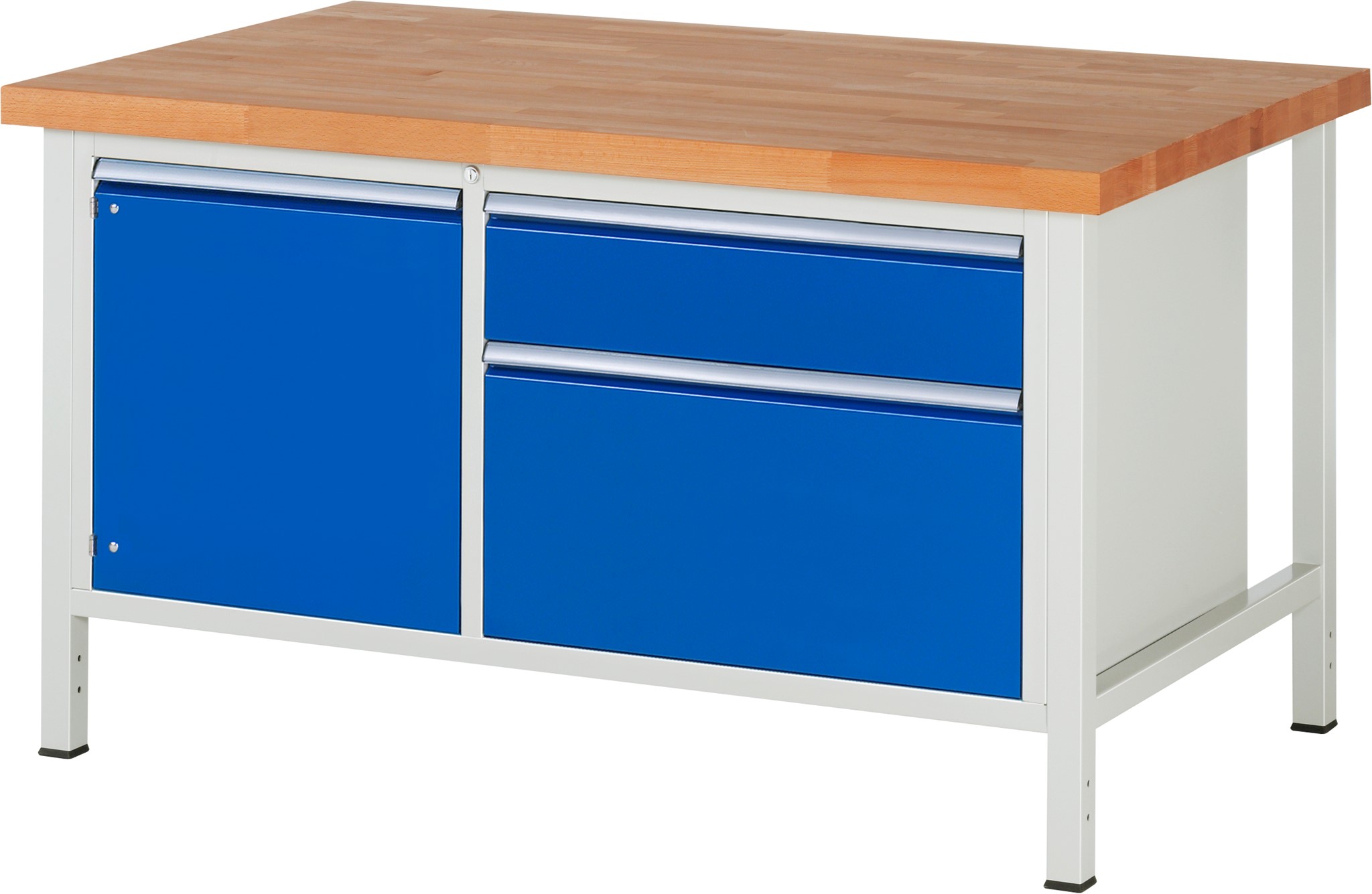 Werkbank Modell 8651, B 1500xT 900xH 840-1040mm, Buche-Massiv-Platte 40mm