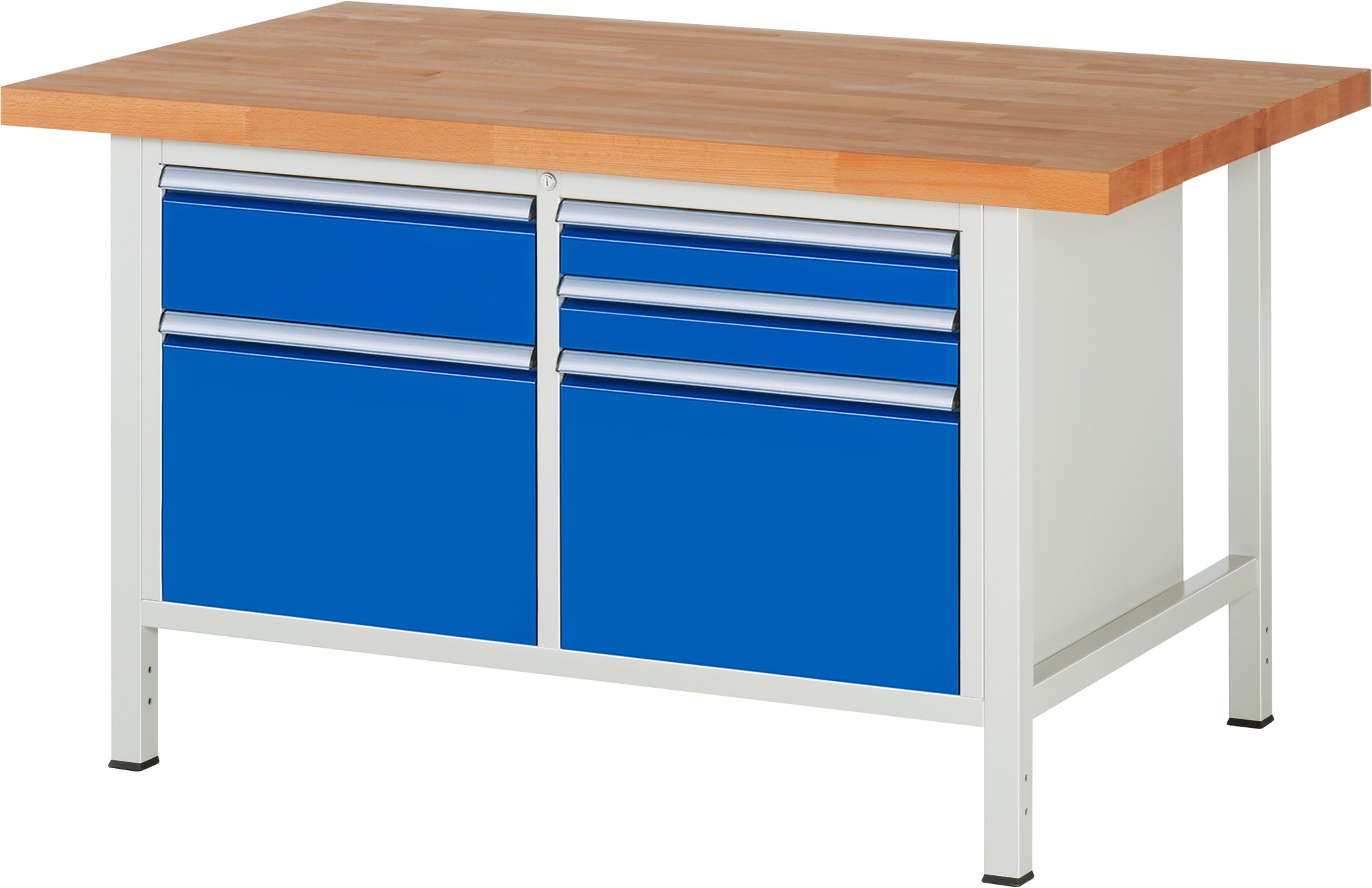 Werkbank Modell 8472, B 1500xT 900xH 840-1040mm, Buche-Massiv-Platte 40mm