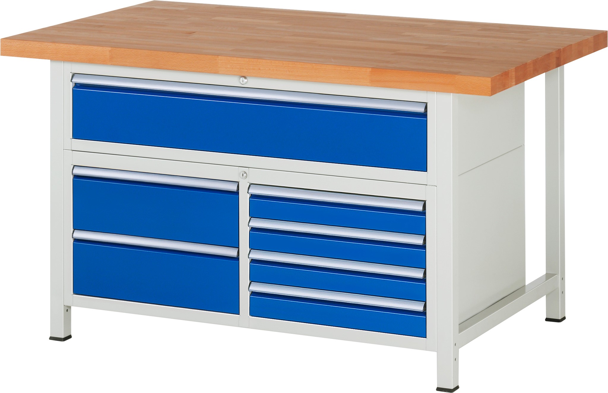 Werkbank Modell 8921, B 1500xT 900xH 840-1040mm, Buche-Massiv-Platte 40mm