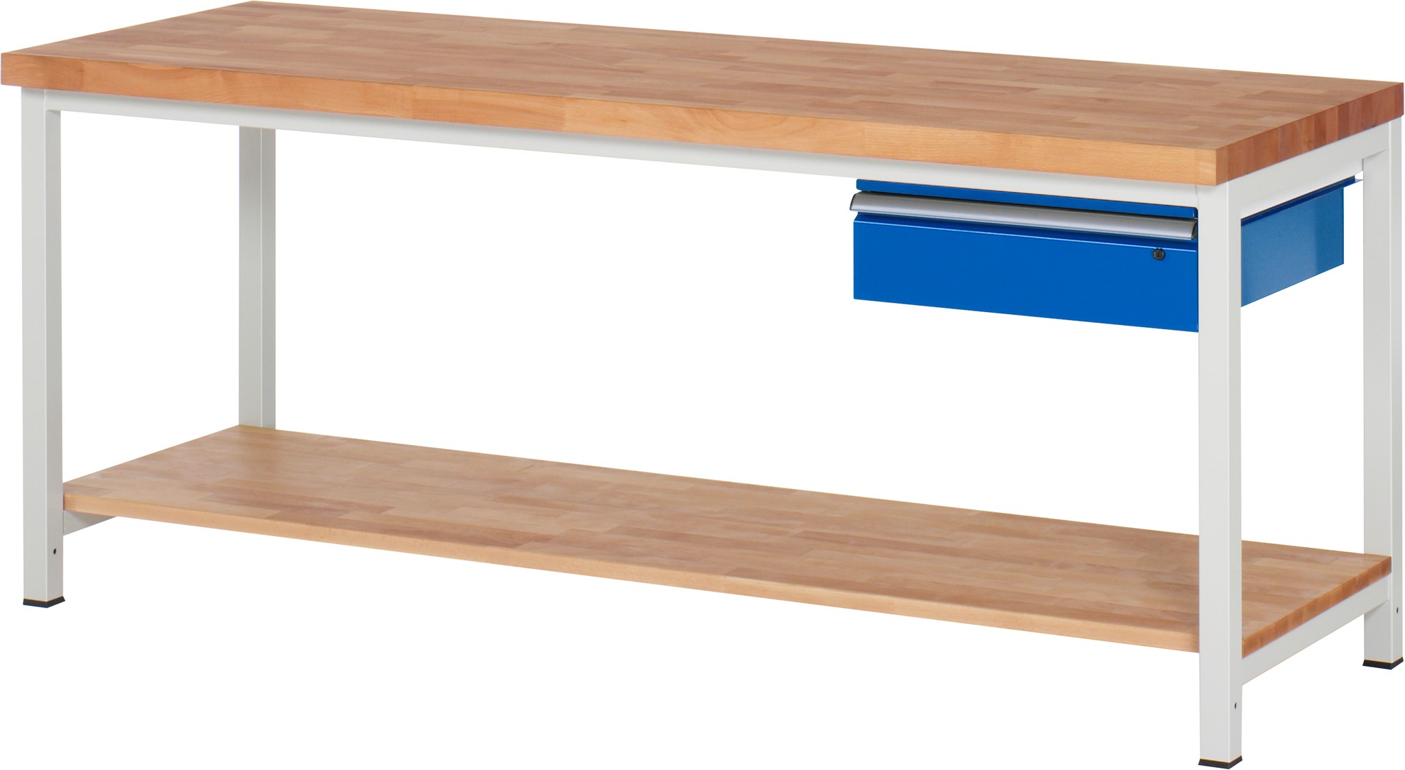 Werkbank fixe Höhe, B 2000xT 700xH 840mm, Buche-Massiv-Platte 40mm