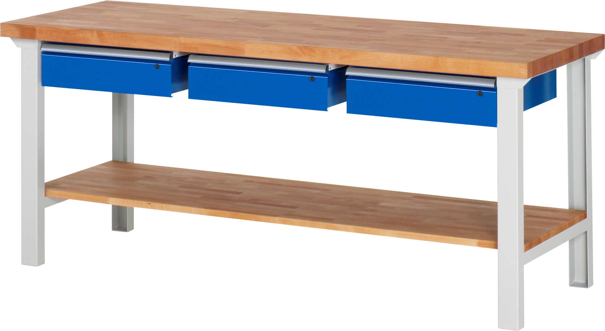 Werkbank Modell 7003, B 2000 x T 700 x H 840 mm, Buche-Massiv-Platte 40 mm