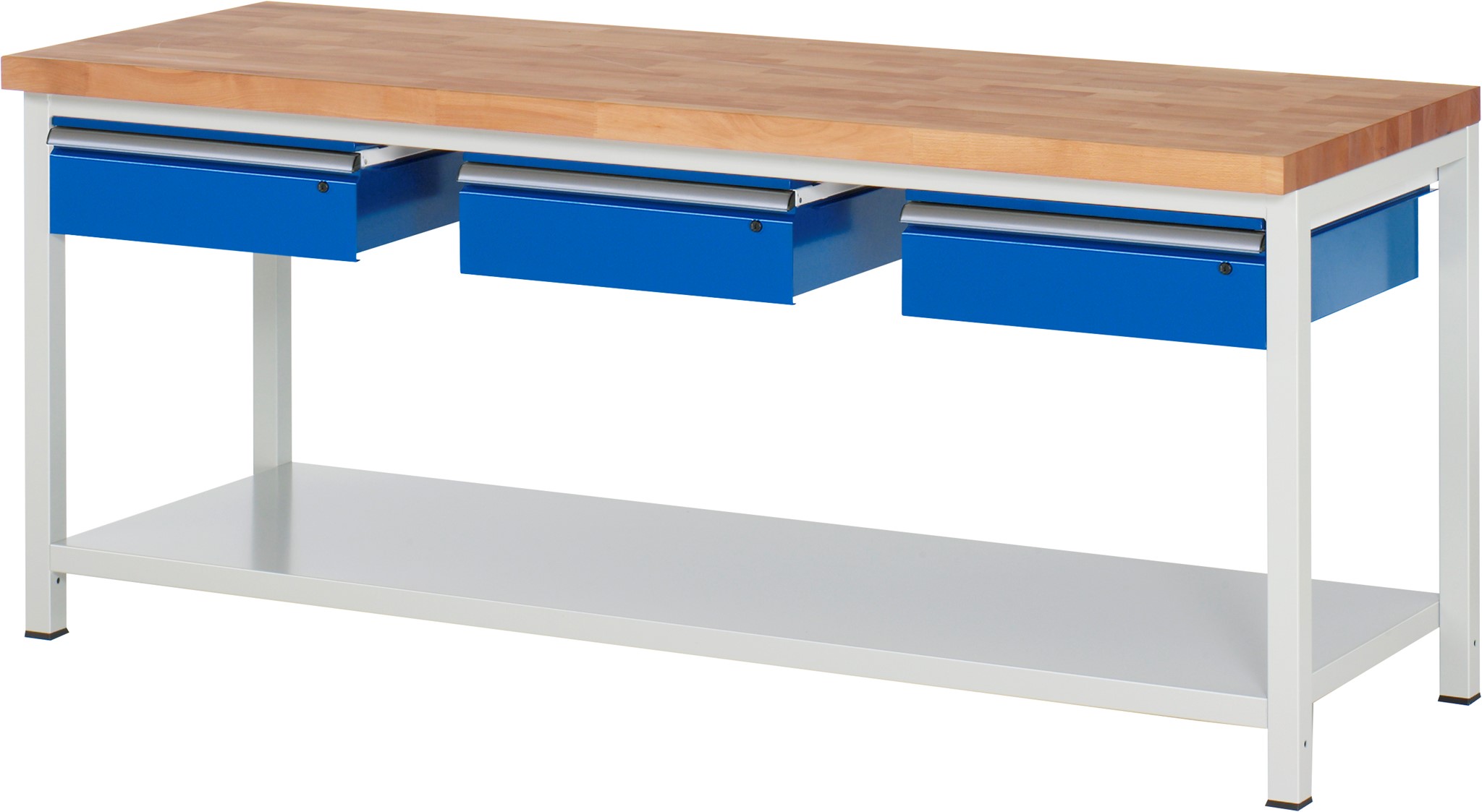 Werkbank Modell 8003, B 2000xT 700xH 840mm, Buche-Massiv-Platte 40mm