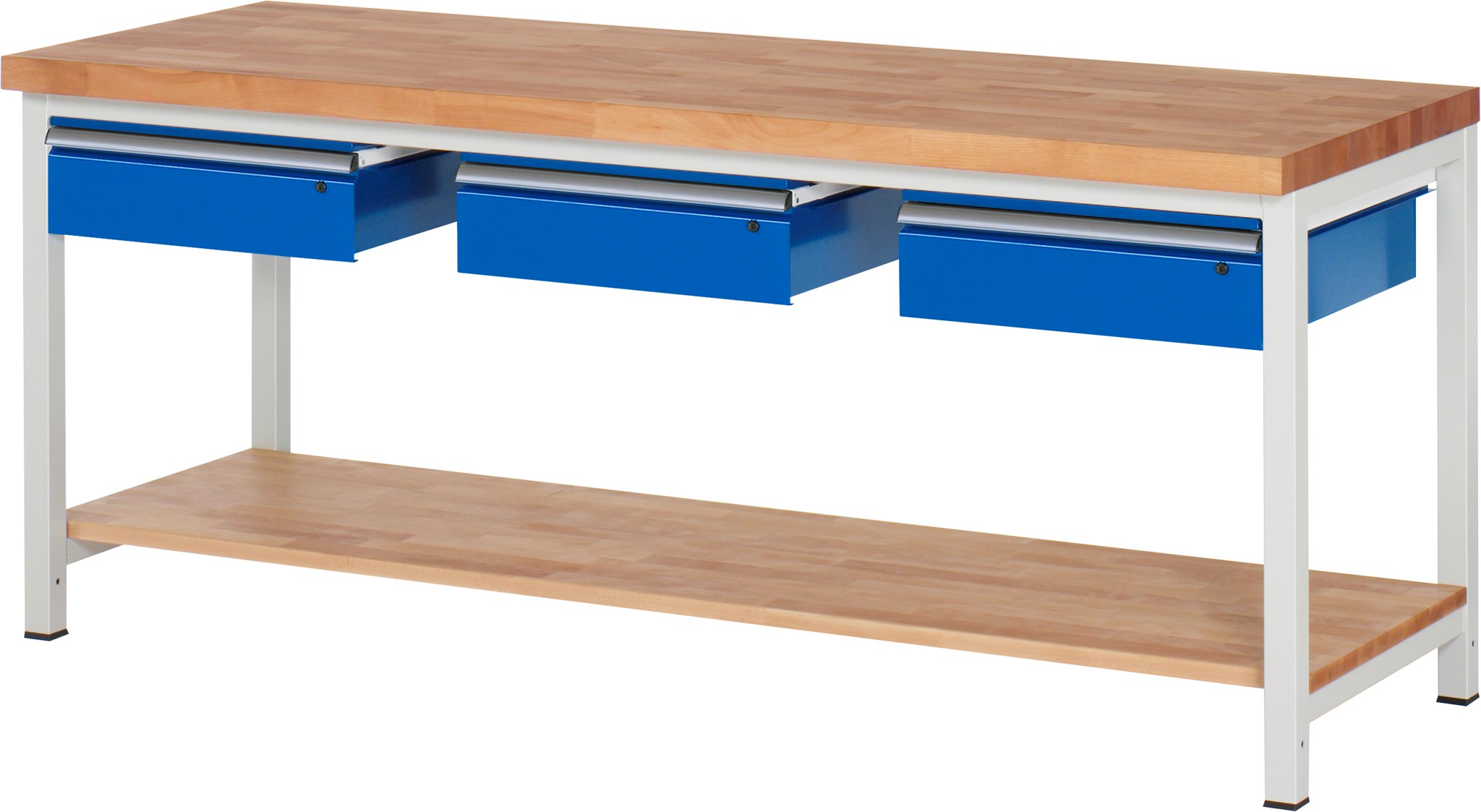 Werkbank Modell 8003, B 2000xT 700xH 840mm, Buche-Massiv-Platte 40mm