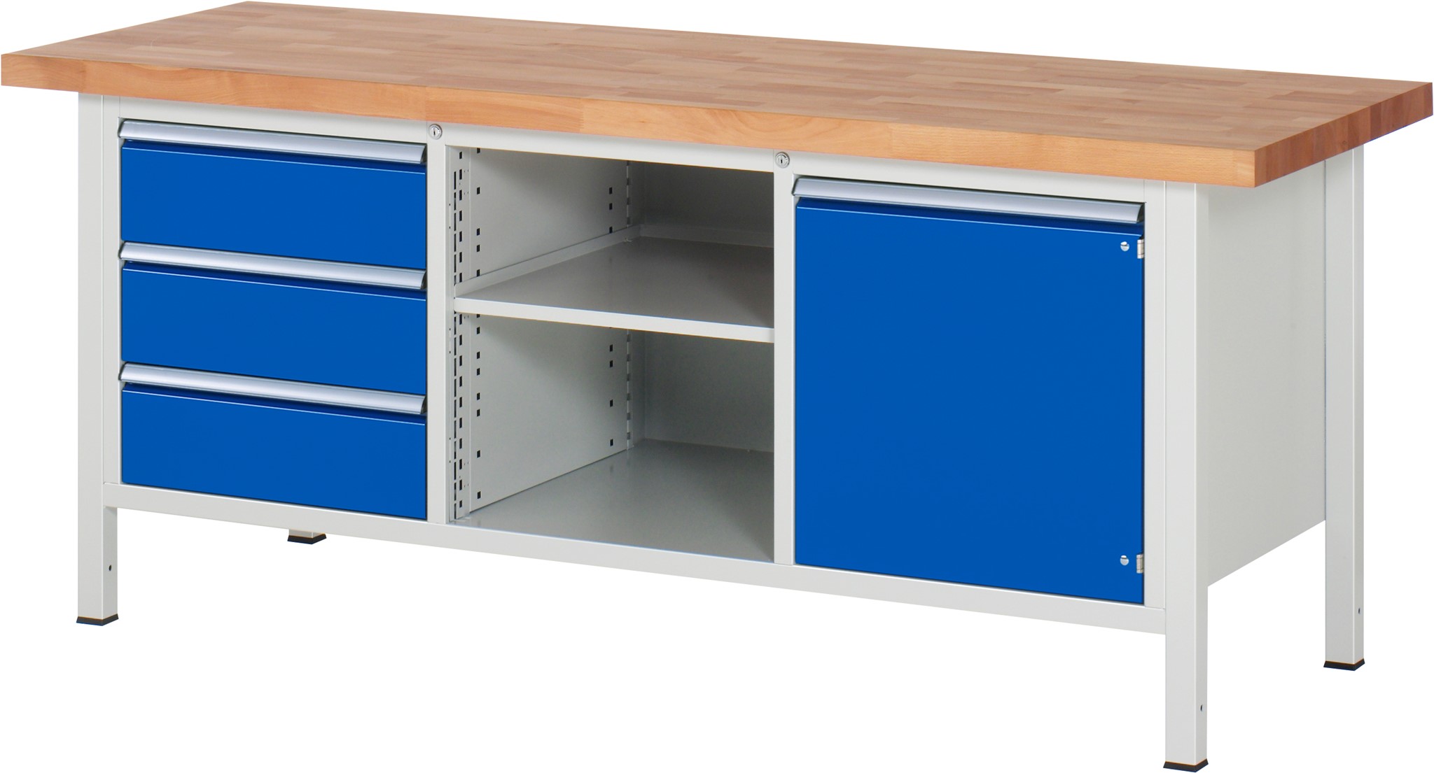 Werkbank Modell 8563, B 2000xT 700xH 840mm, Buche-Massiv-Platte 40mm