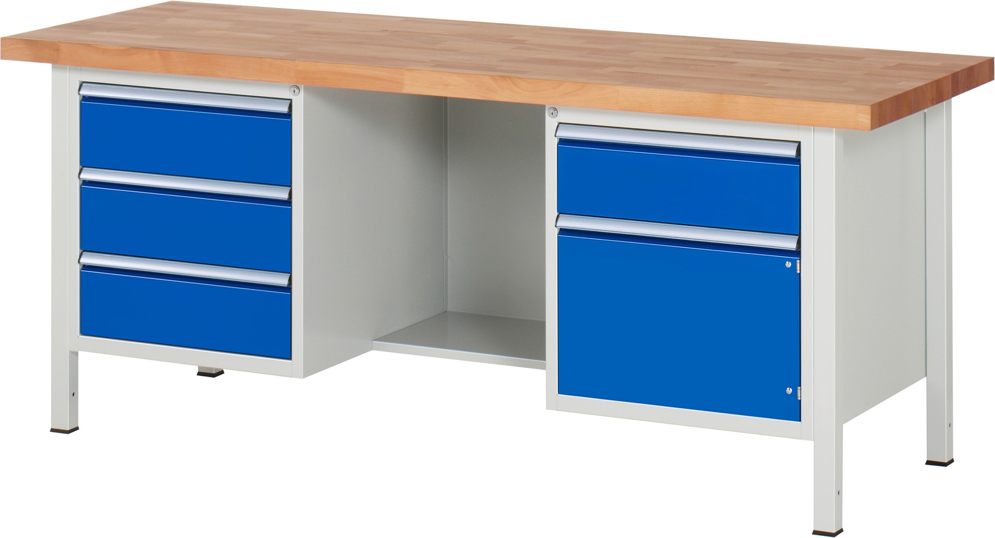 Werkbank Modell 8552, B 2000xT 700xH 840mm, Buche-Massiv-Platte 40mm