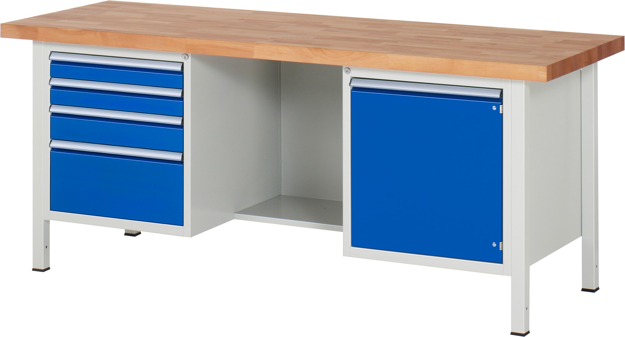 Werkbank Modell 8553, B 2000xT 700xH 840mm, Buche-Massiv-Platte 40mm