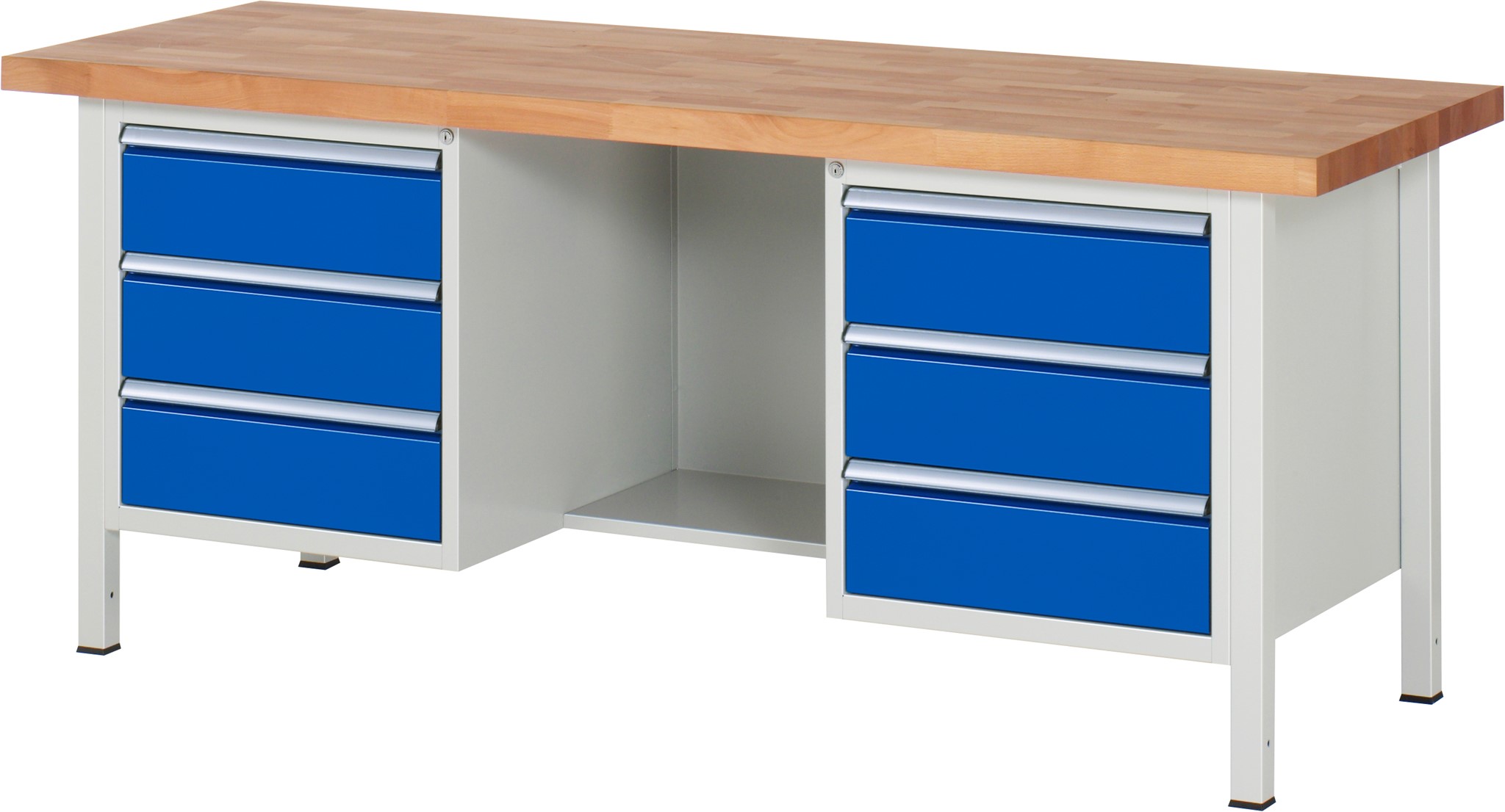 Werkbank Modell 8554, B 2000xT 700xH 840mm, Buche-Massiv-Platte 40mm