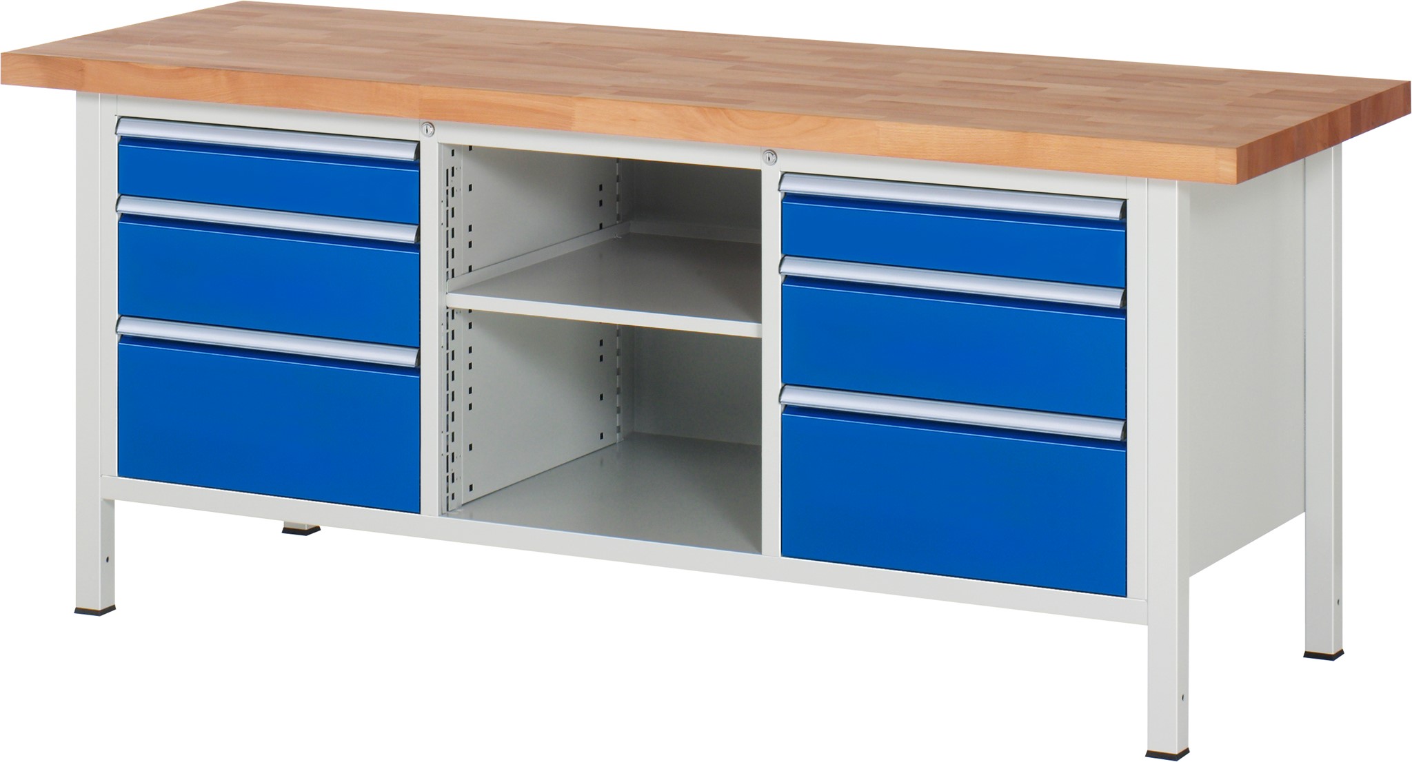 Werkbank Modell 8564, B 2000xT 700xH 840mm, Buche-Massiv-Platte 40mm