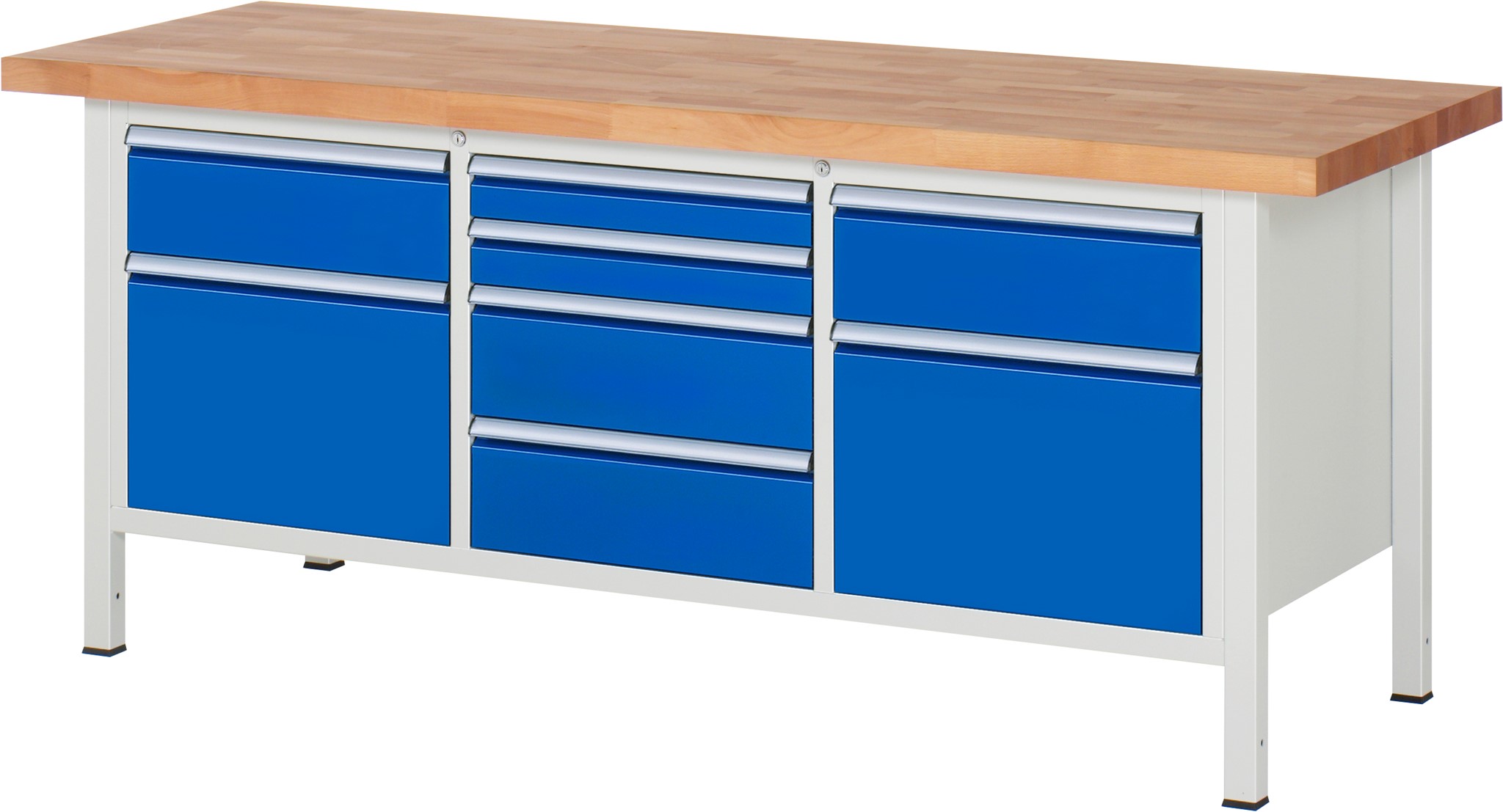 Werkbank Modell 8572, B 2000xT 700xH 840mm, Buche-Massiv-Platte 40mm