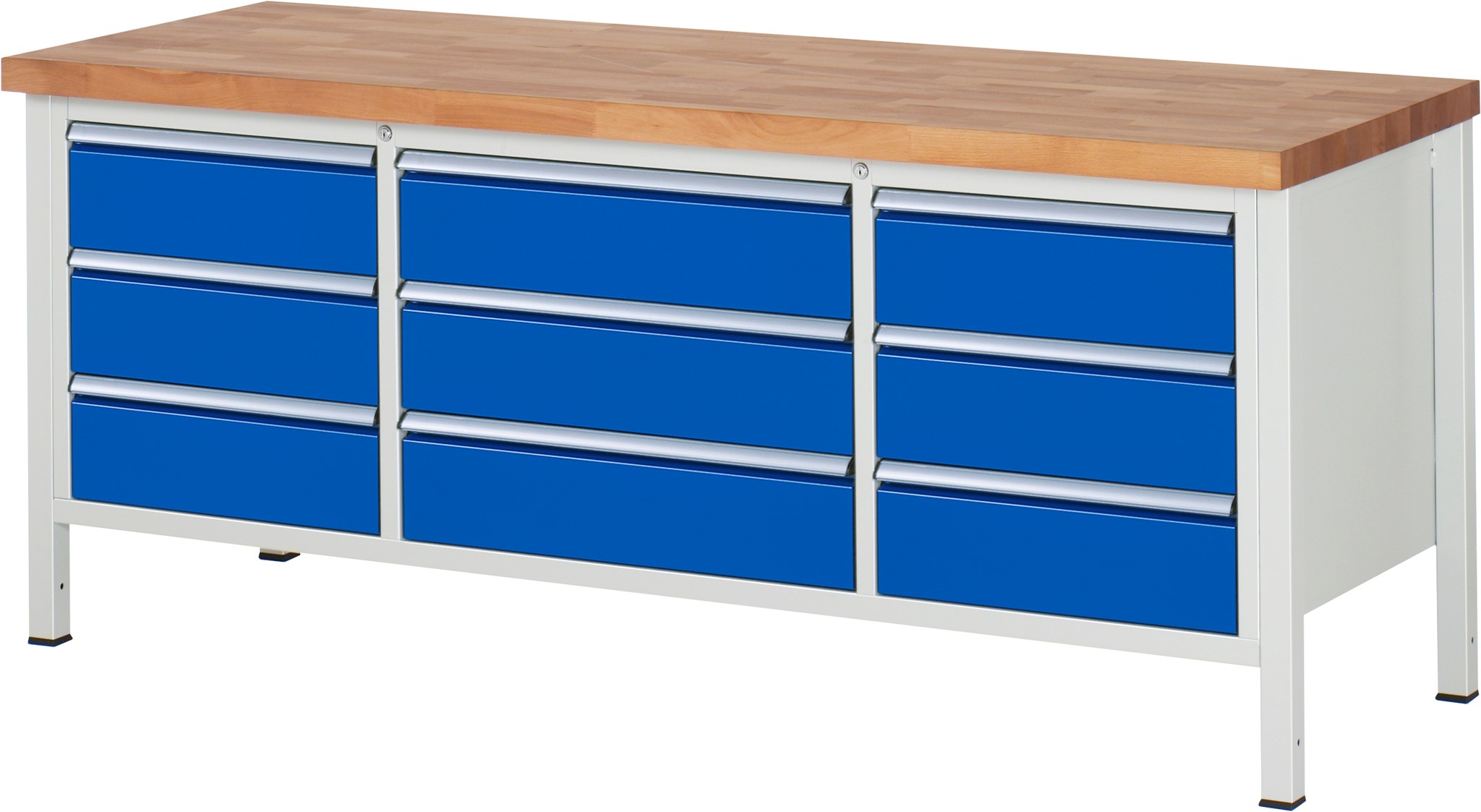 Werkbank Modell 8754, B 2000xT 700xH 840mm, Buche-Massiv-Platte 40mm