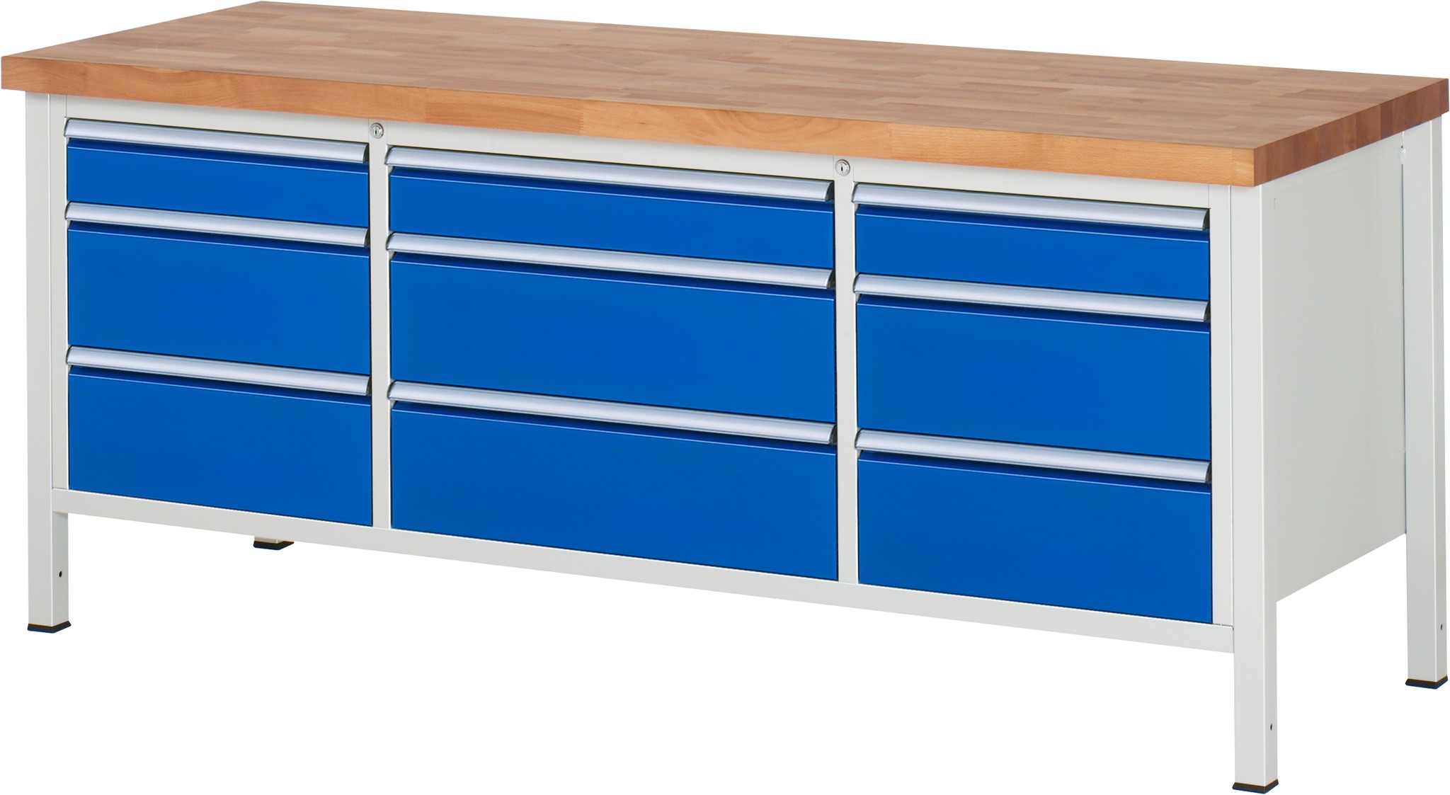 Werkbank Modell 8753, B 2000xT 700xH 840mm, Buche-Massiv-Platte 40mm