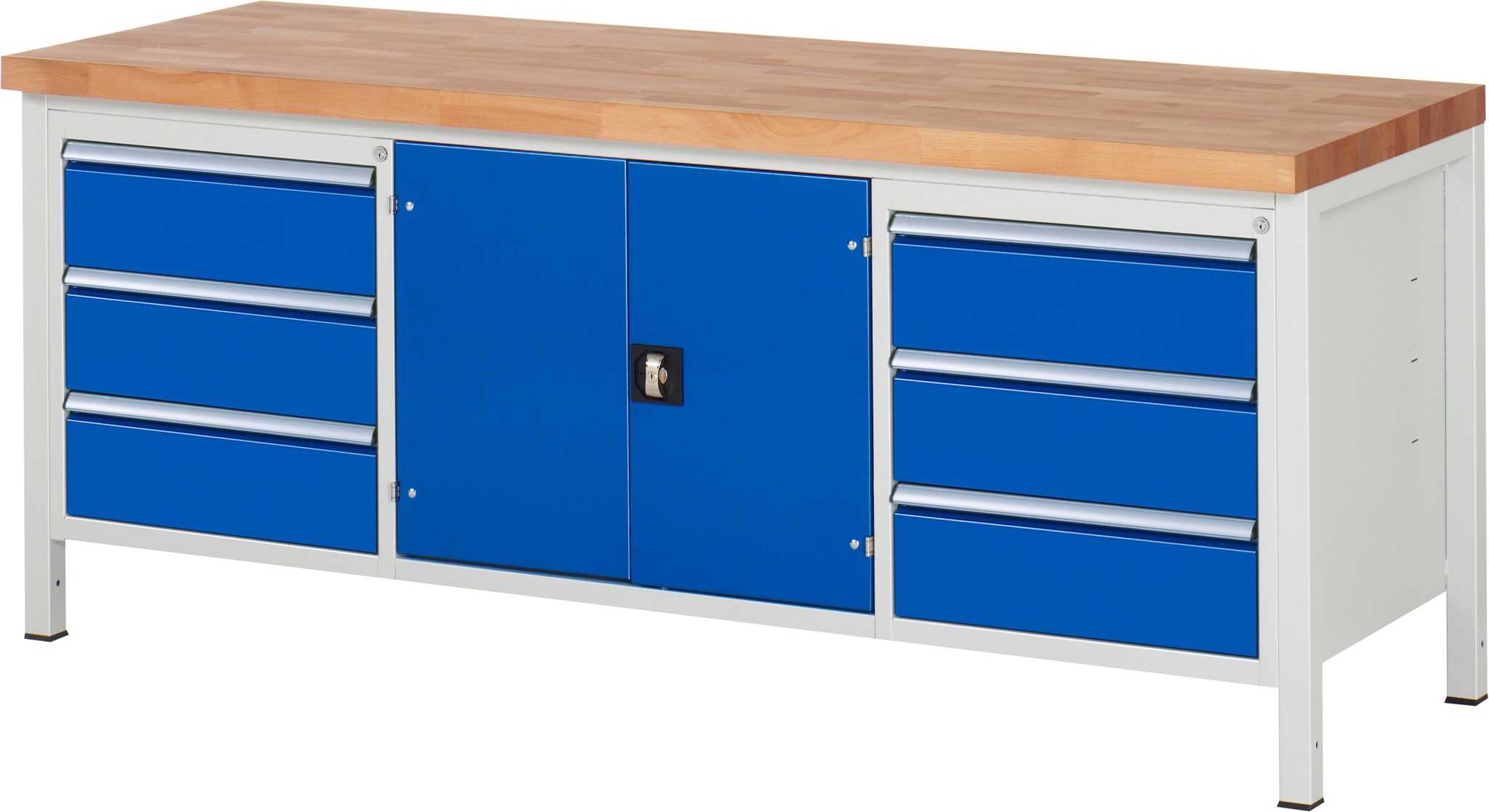 Werkbank Modell 8907, B 2000xT 700xH 840mm, Buche-Massiv-Platte 40mm