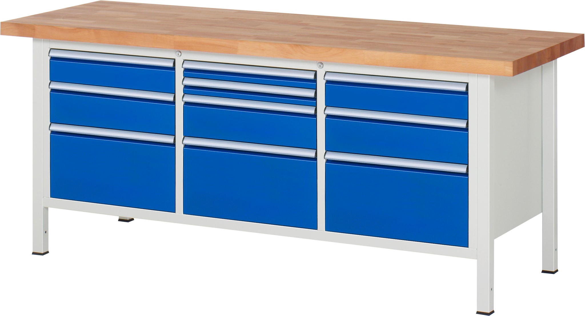 Werkbank Modell 8576, B 2000xT 700xH 840mm, Buche-Massiv-Platte 40mm