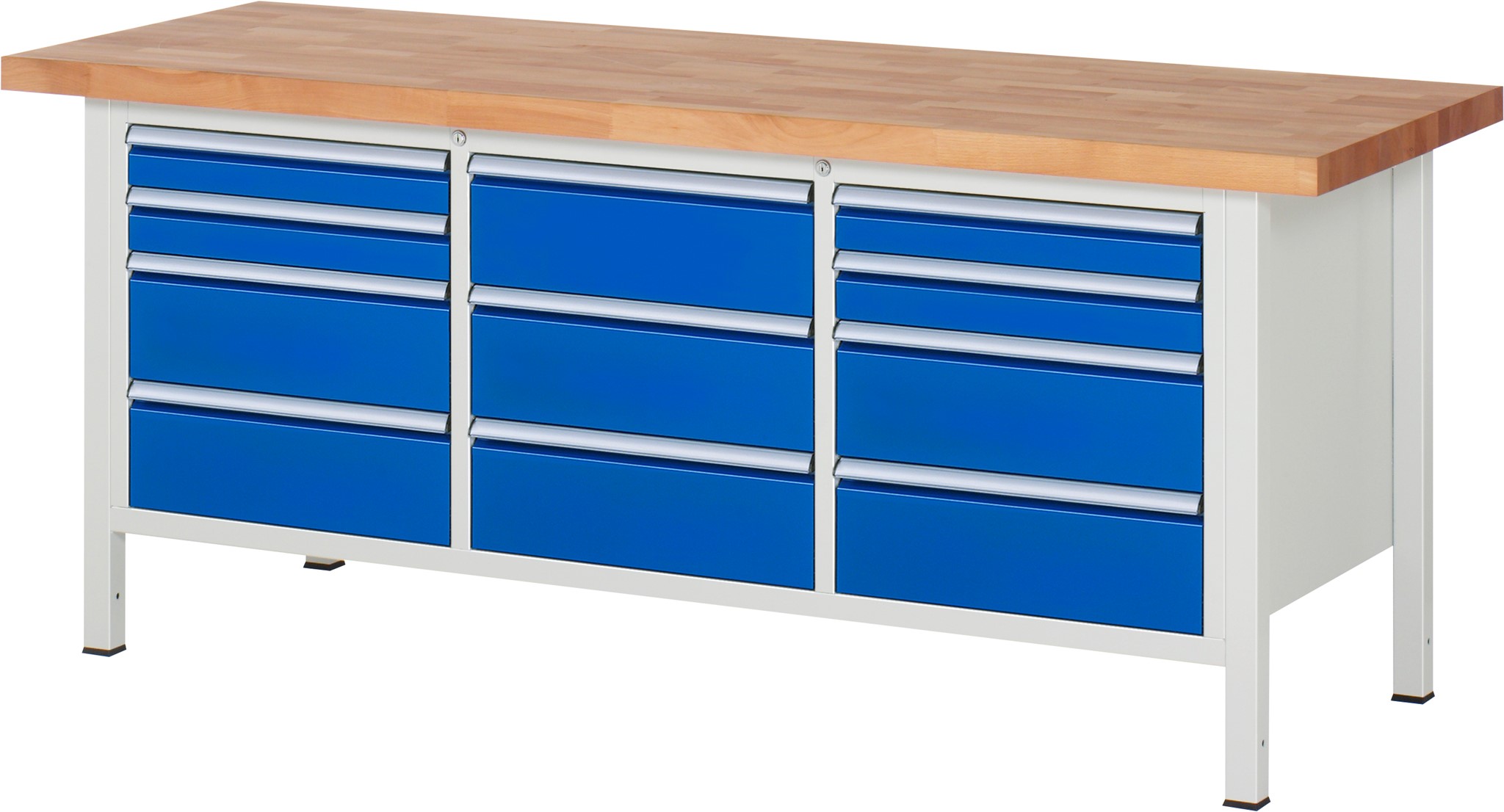 Werkbank Modell 8577, B 2000xT 700xH 840mm, Buche-Massiv-Platte 40mm