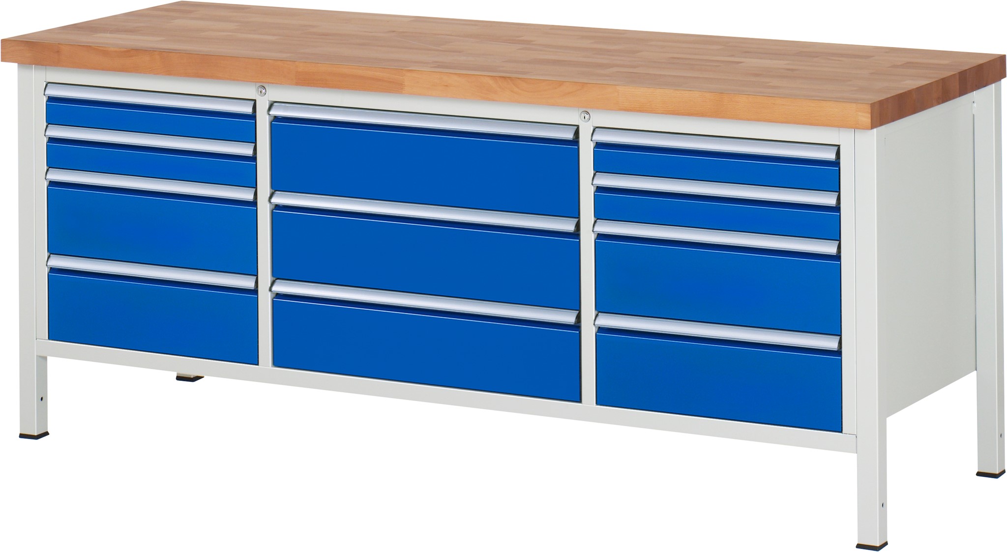 Werkbank Modell 8757, B 2000xT 700xH 840mm, Buche-Massiv-Platte 40mm