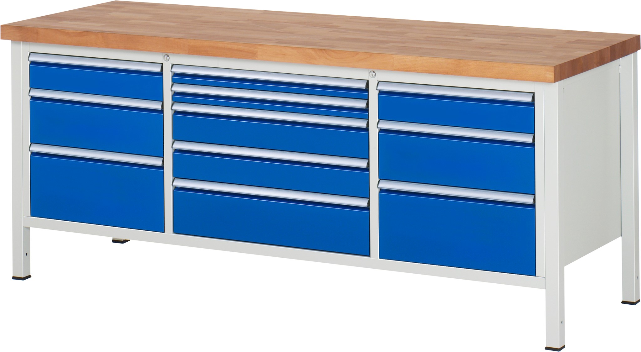 Werkbank Modell 8758, B 2000xT 700xH 840mm, Buche-Massiv-Platte 40mm