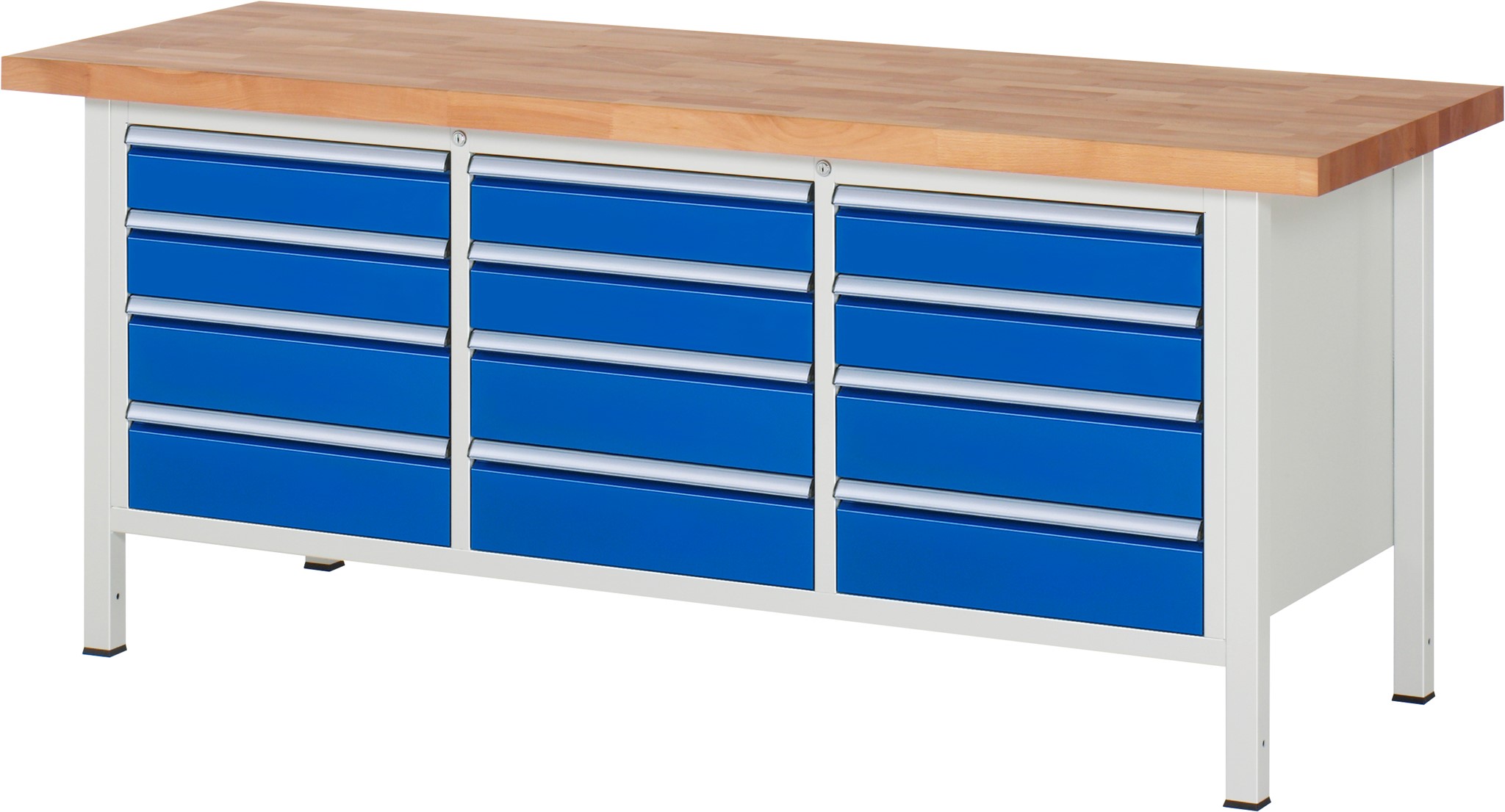 Werkbank Modell 8579, B 2000xT 700xH 840mm, Buche-Massiv-Platte 40mm