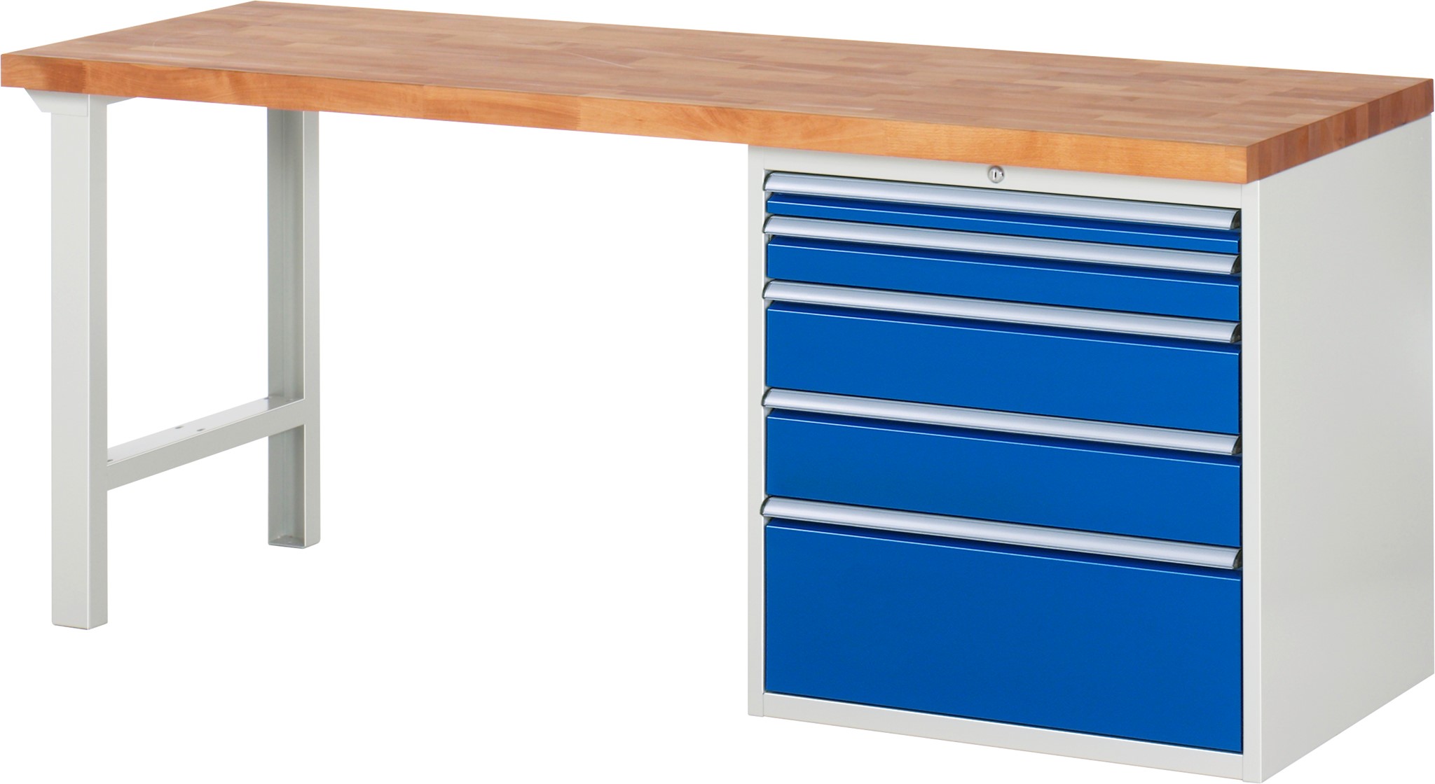 Werkbank Modell 7611, B 2000xT 700xH 840mm, Buche-Massiv-Platte 40 mm