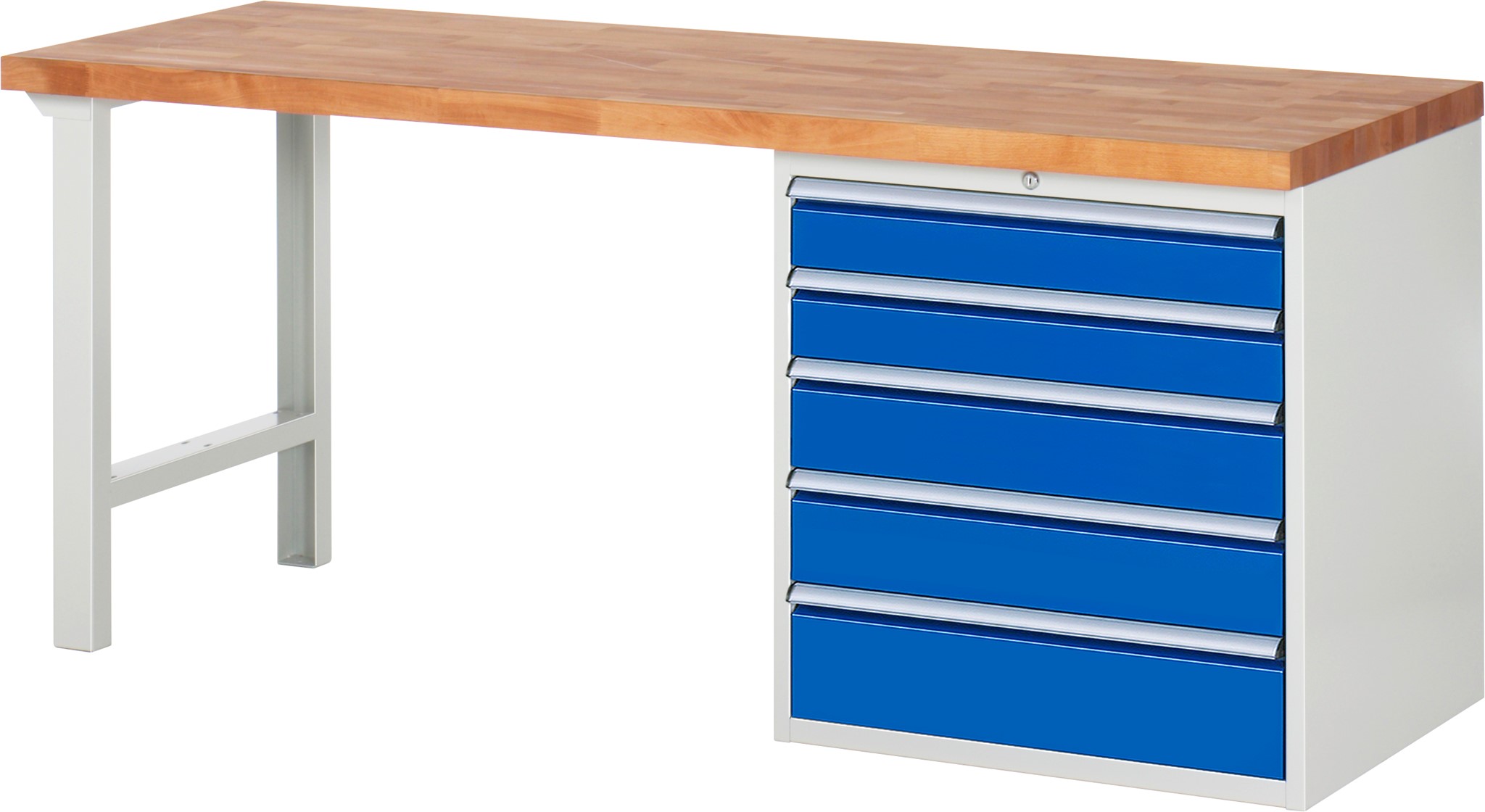 Werkbank Modell 7613, B 2000xT 700xH 840mm, Buche-Massiv-Platte 40 mm