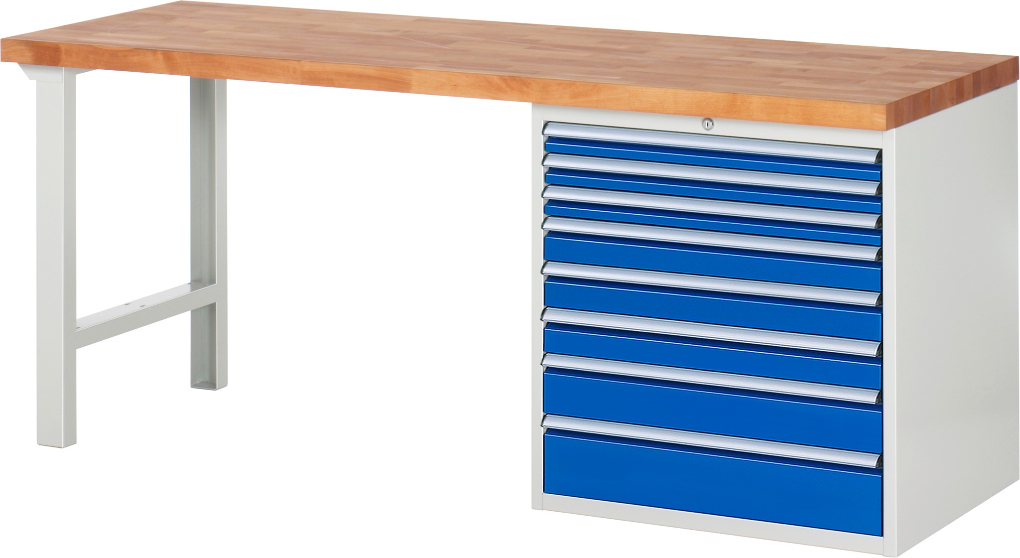 Werkbank Modell 7619, B 2000xT 700xH 840mm, Buche-Massiv-Platte 40 mm