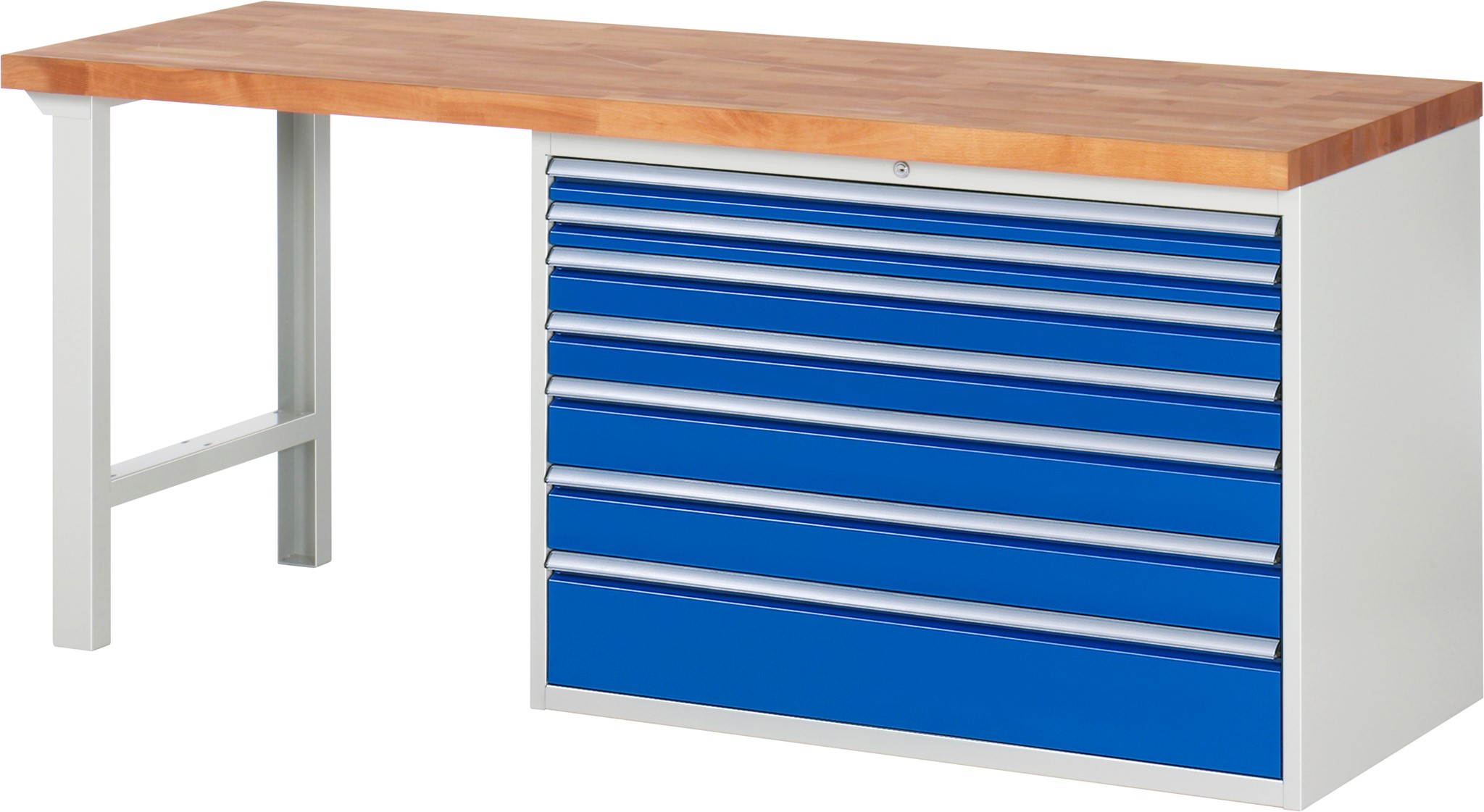 Werkbank Modell 7717, B 2000xT 700xH 840mm, Buche-Massiv-Platte 40 mm