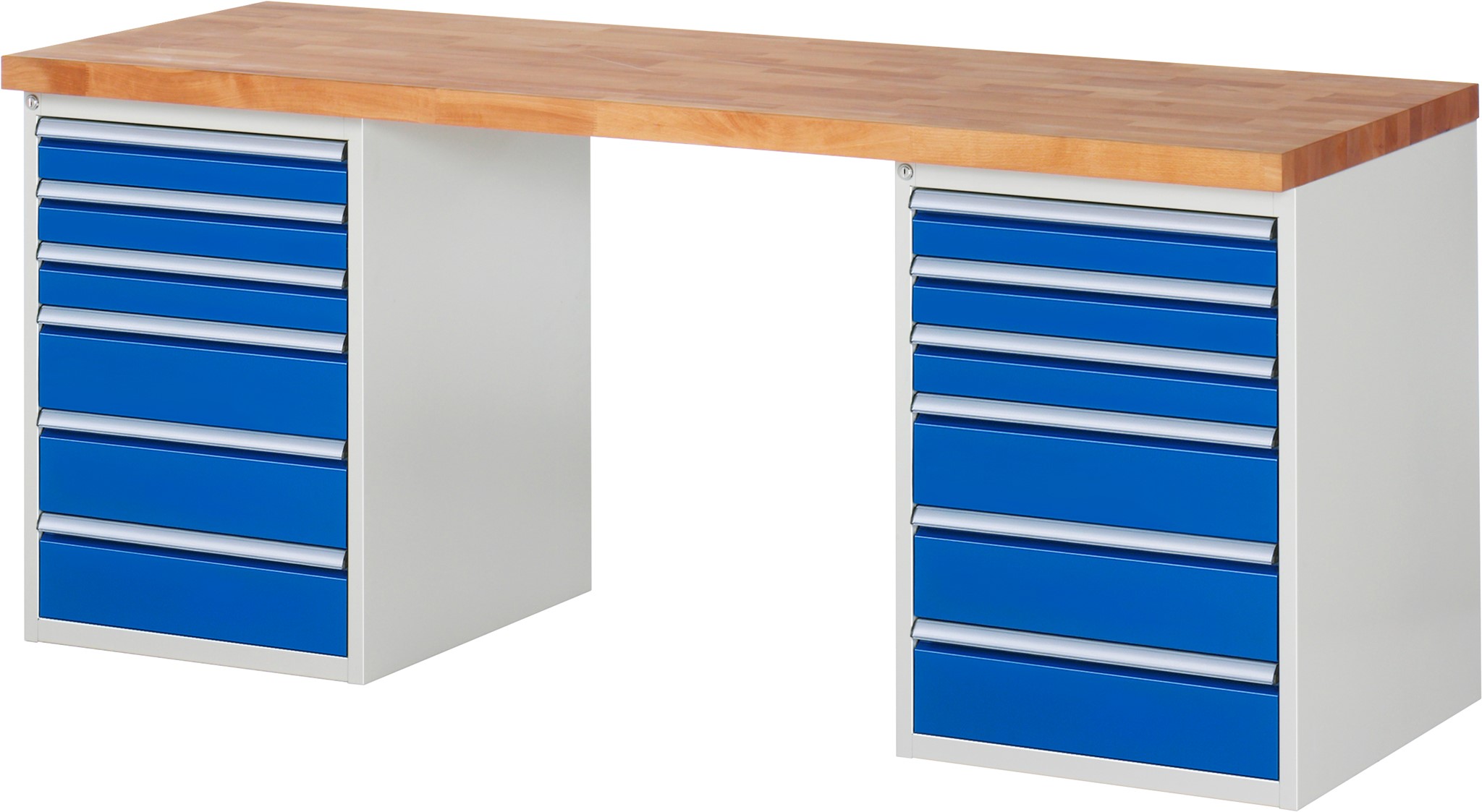 Werkbank Modell 7515, B 2000 x T 700 x H 840 mm, Buche-Massiv-Platte 40 mm