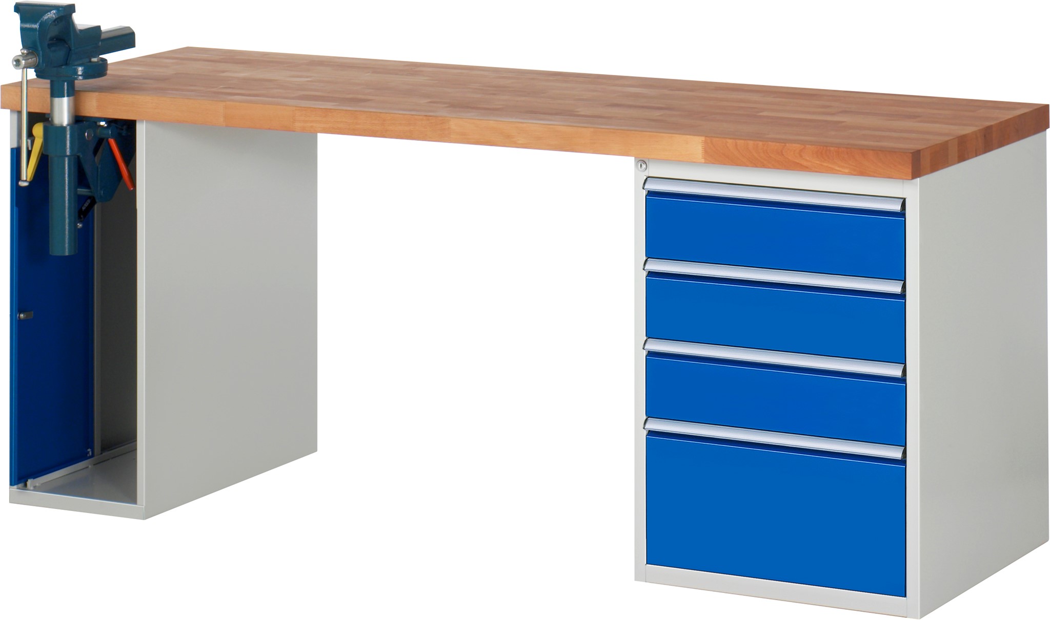 Werkbank Modell 7510, B 2000 x T 700 x H 840 mm, Buche-Massiv-Platte 40 mm