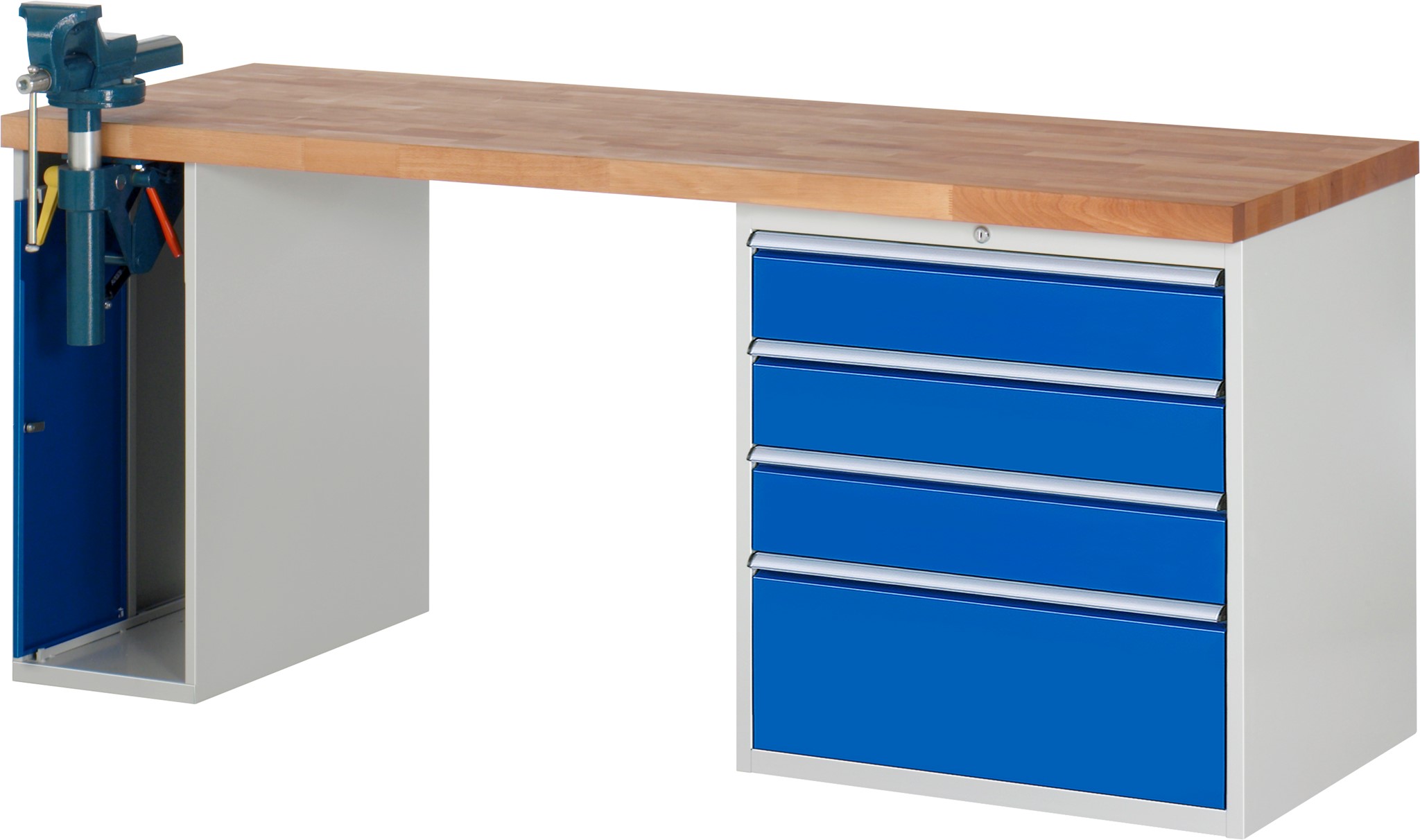 Werkbank Modell 7610, B 2000 x T 700 x H 840mm, Buche-Massiv-Platte 40 mm