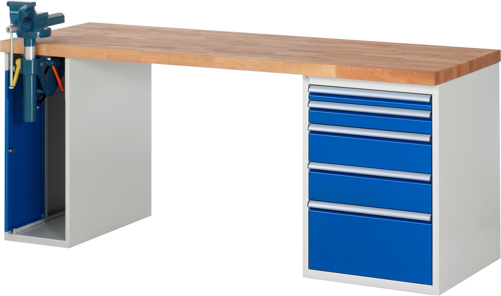 Werkbank Modell 7511, B 2000 x T 700 x H 840 mm, Buche-Massiv-Platte 40 mm