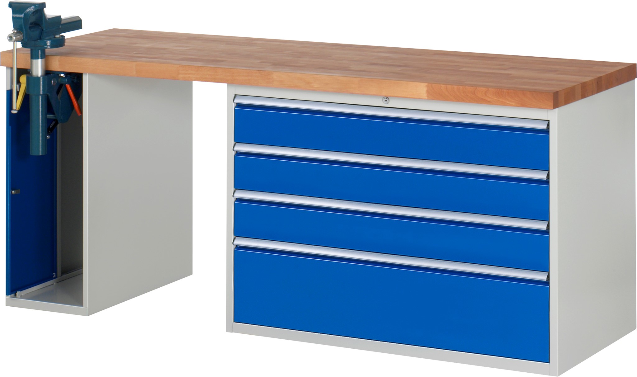 Werkbank Modell 7710, B 2000 x T 700 x H 840mm, Buche-Massiv-Platte 40 mm