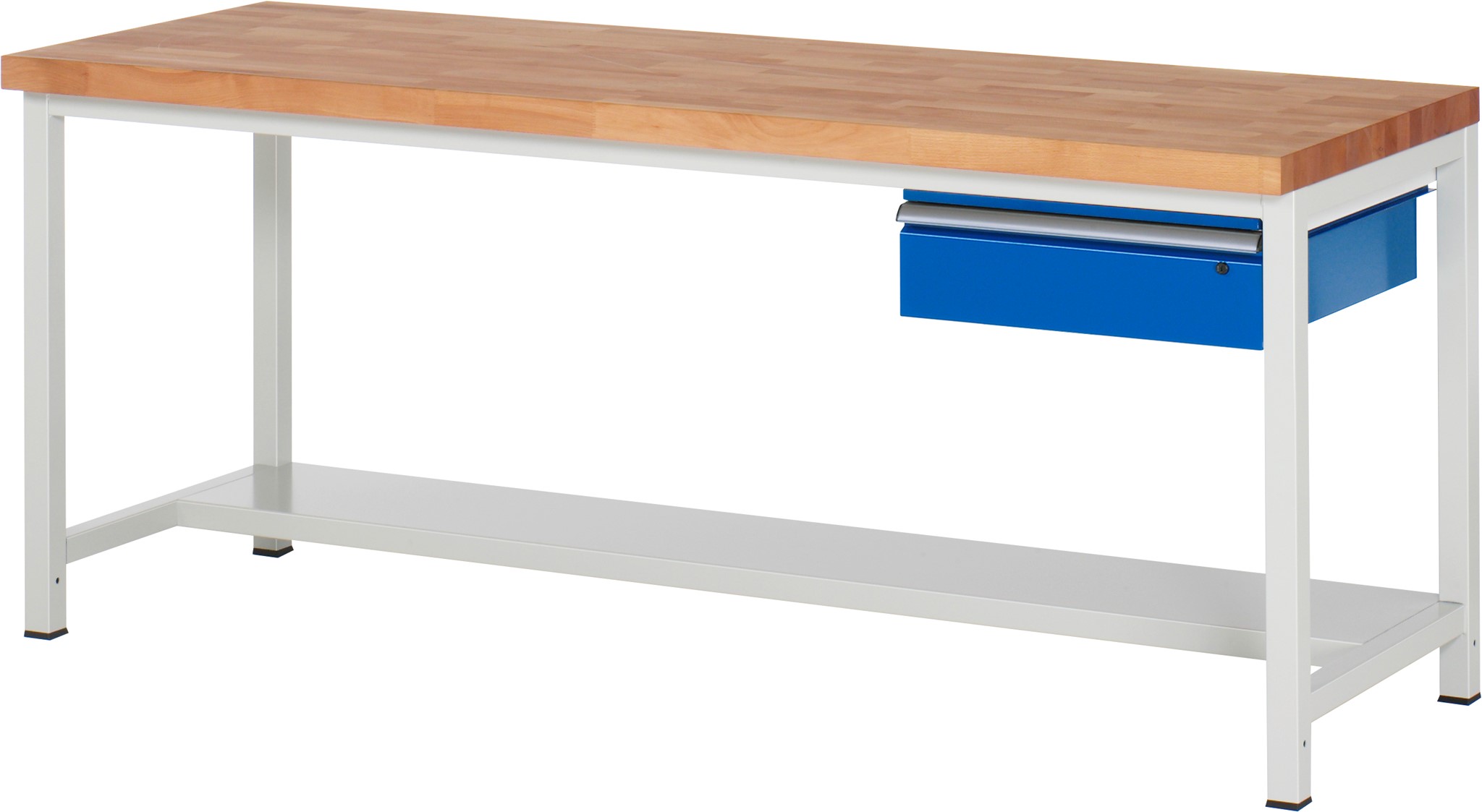 Werkbank verstellbare Höhe, B 2000xT 700xH 840-1040mm, Buche-Massiv-Platte 40mm