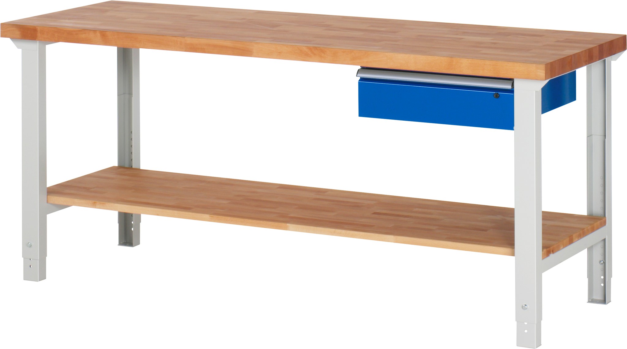 Werkbank Modell 7000, B 2000 x T 700 x H 790-1140 mm, Buche-Massiv-Platte 40 mm